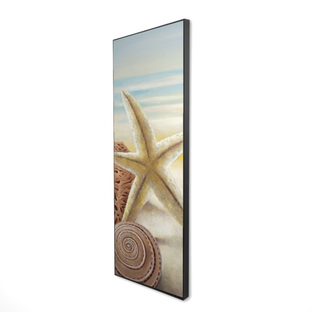 2081-4816-CO42 16 x 48 in. Starfish & Seashells Beach Canvas - Blue Framed Home Decor