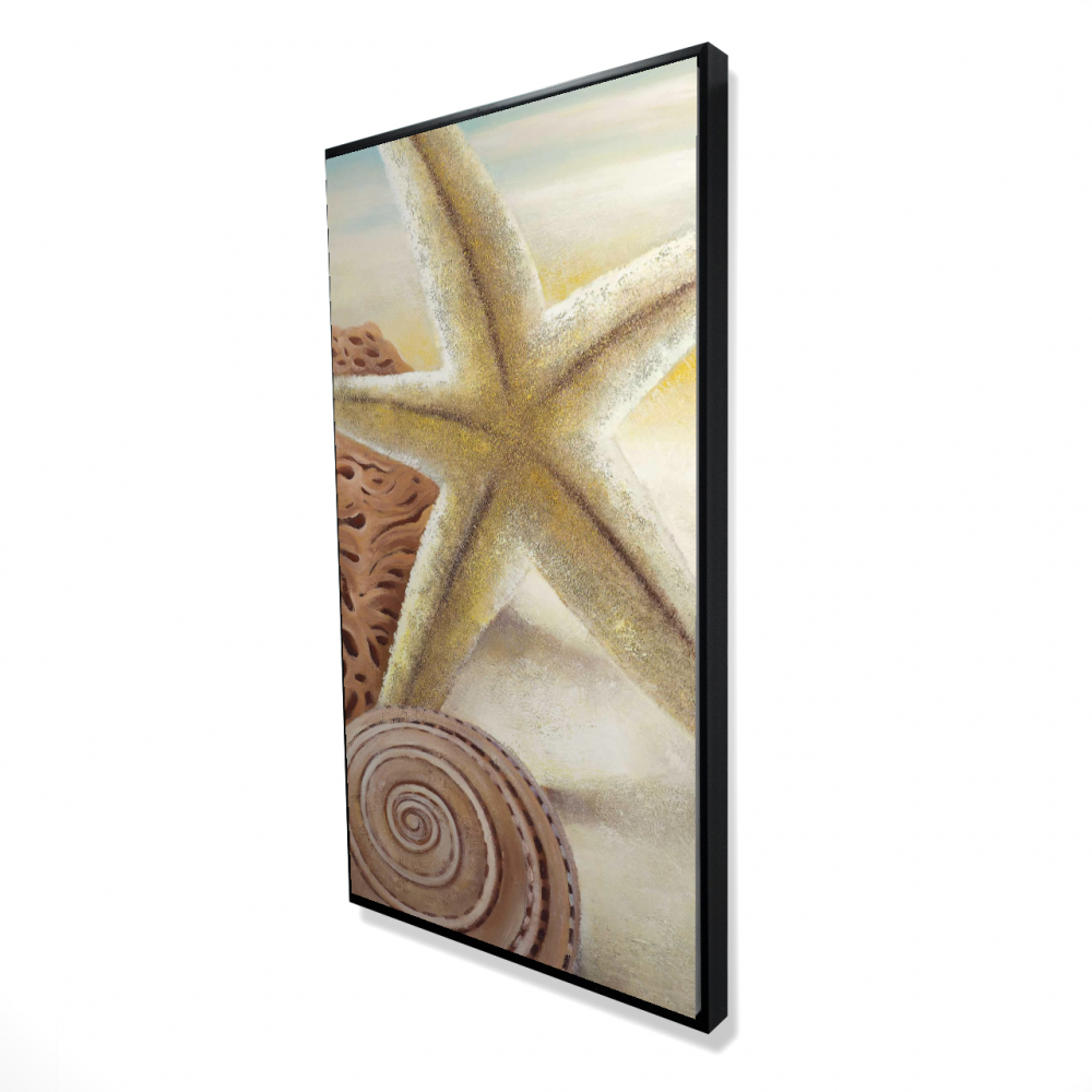 2081-4824-CO42 24 x 48 in. Starfish & Seashells Canvas - Contemporary Blue Framed Art