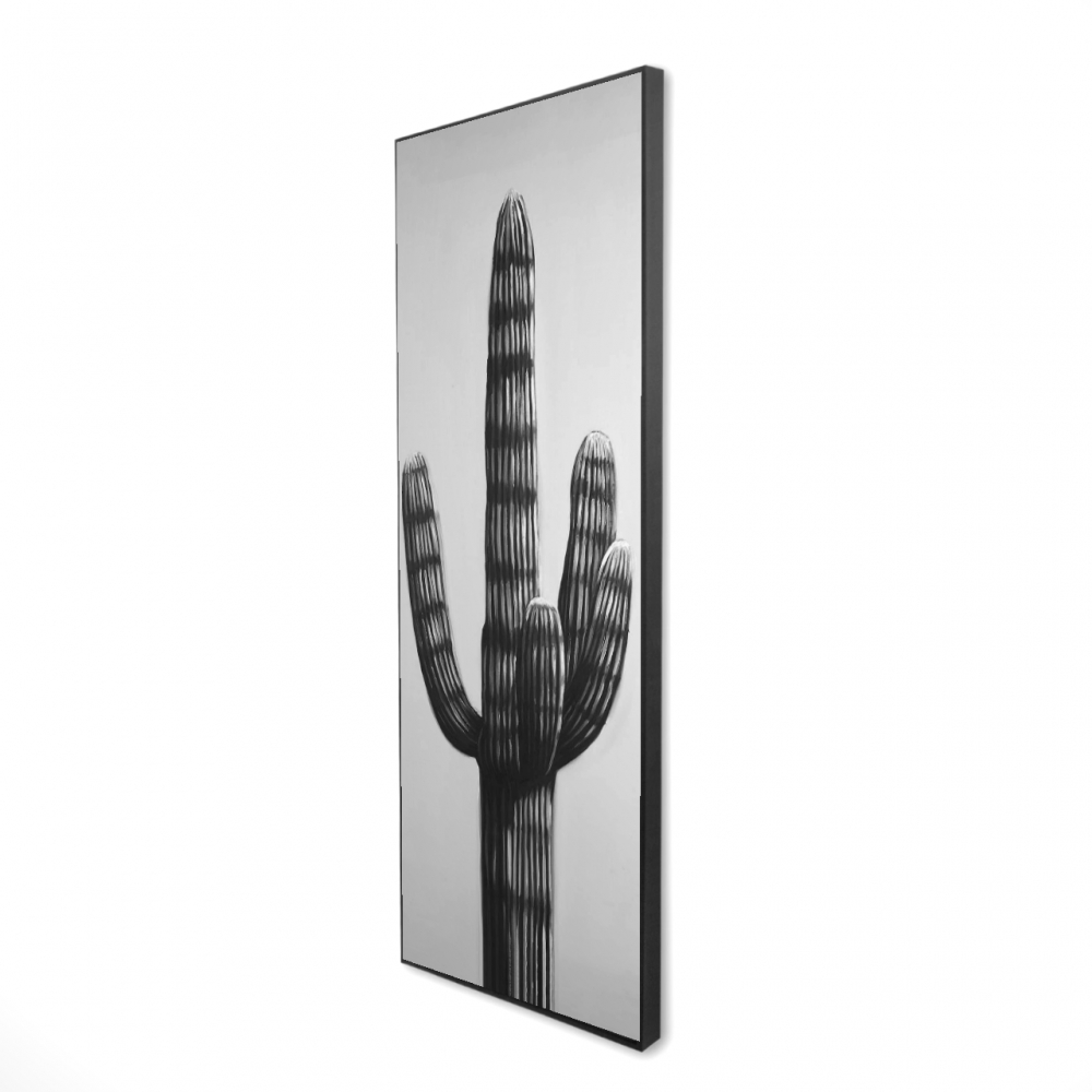2081-4816-FL196 16 x 48 in. Large Cactus Framed Canvas - White Floral Botanical Decor