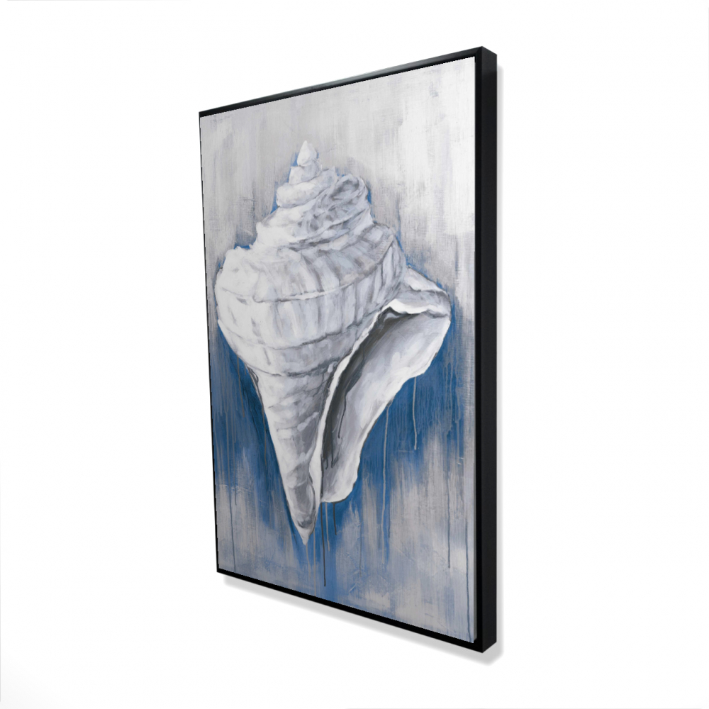 2081-3624-CO23-1 24 x 36 in. Blue Conical Shell - Marine Coastal Framed Canvas Decor