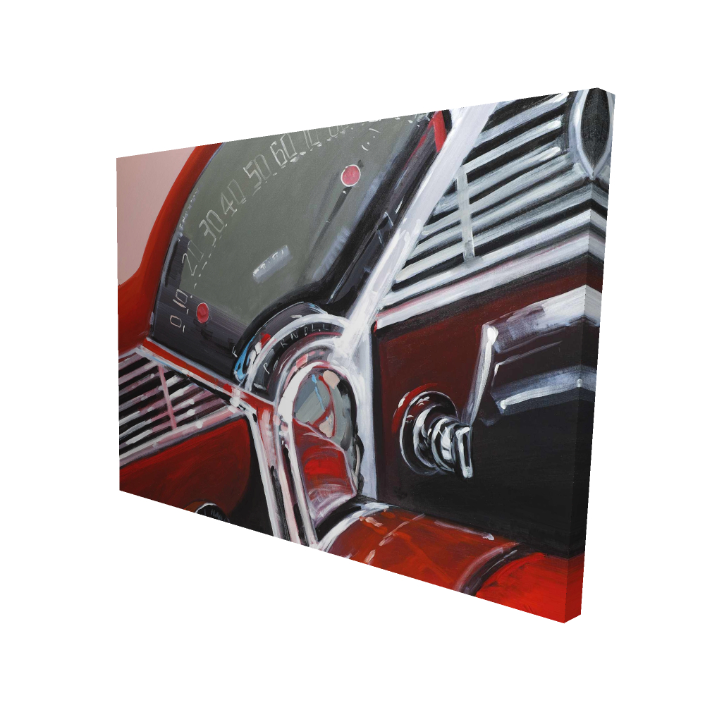 2080-3648-TR43 36 x 48 in. Vintage Red Car Dashboard - Black Canvas Home Decor Art