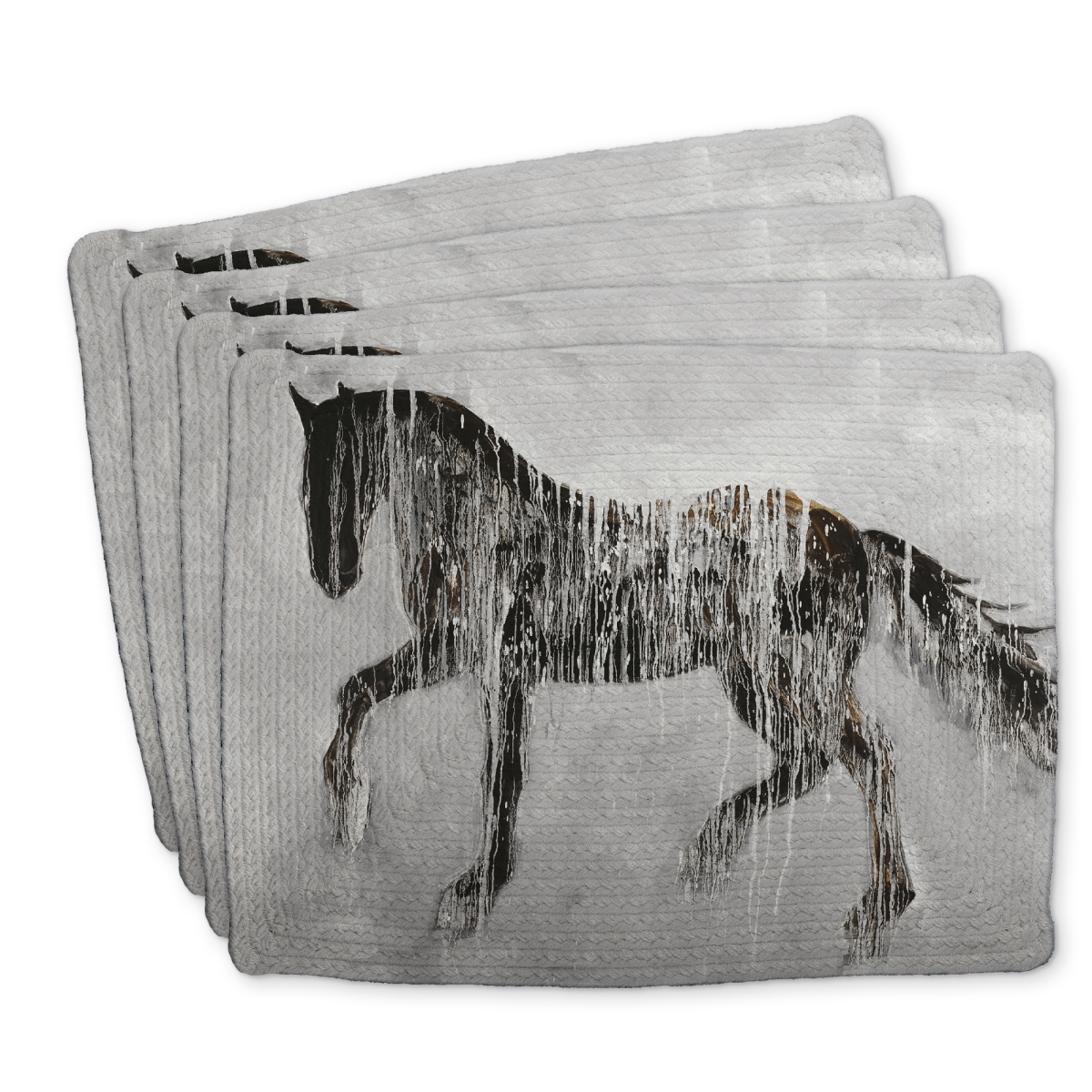 Picture of Begin Home Decor C4BP1418D1BPHZ 14 x 18 in. Horse Brown Silhouette Braided Polyester Placemat - Home Decor - Set of 4