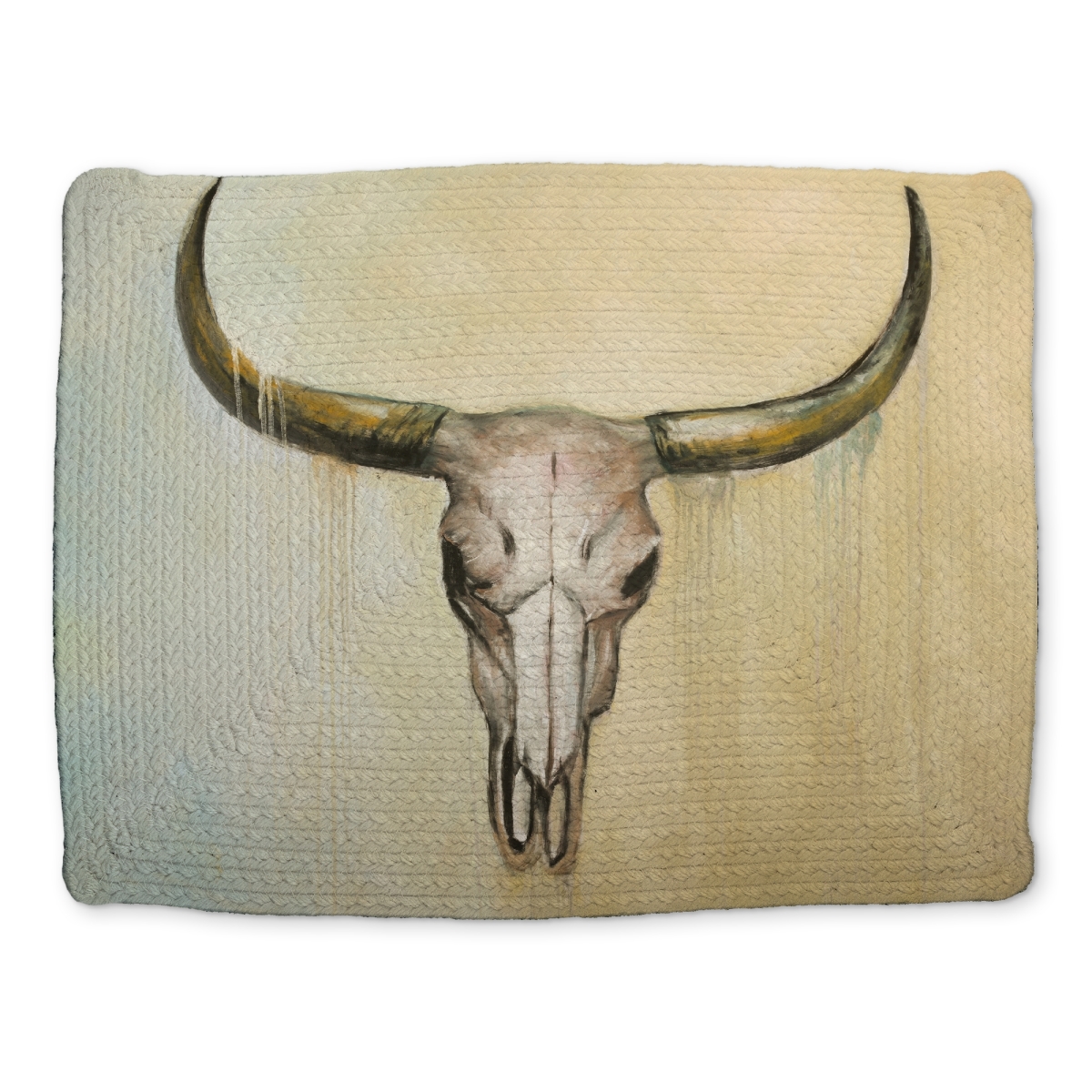 Picture of Begin Home Decor CBPM141891623D 14 x 18 in. Cow Skull Braided Polyester Placemat - Farmhouse Home Decor