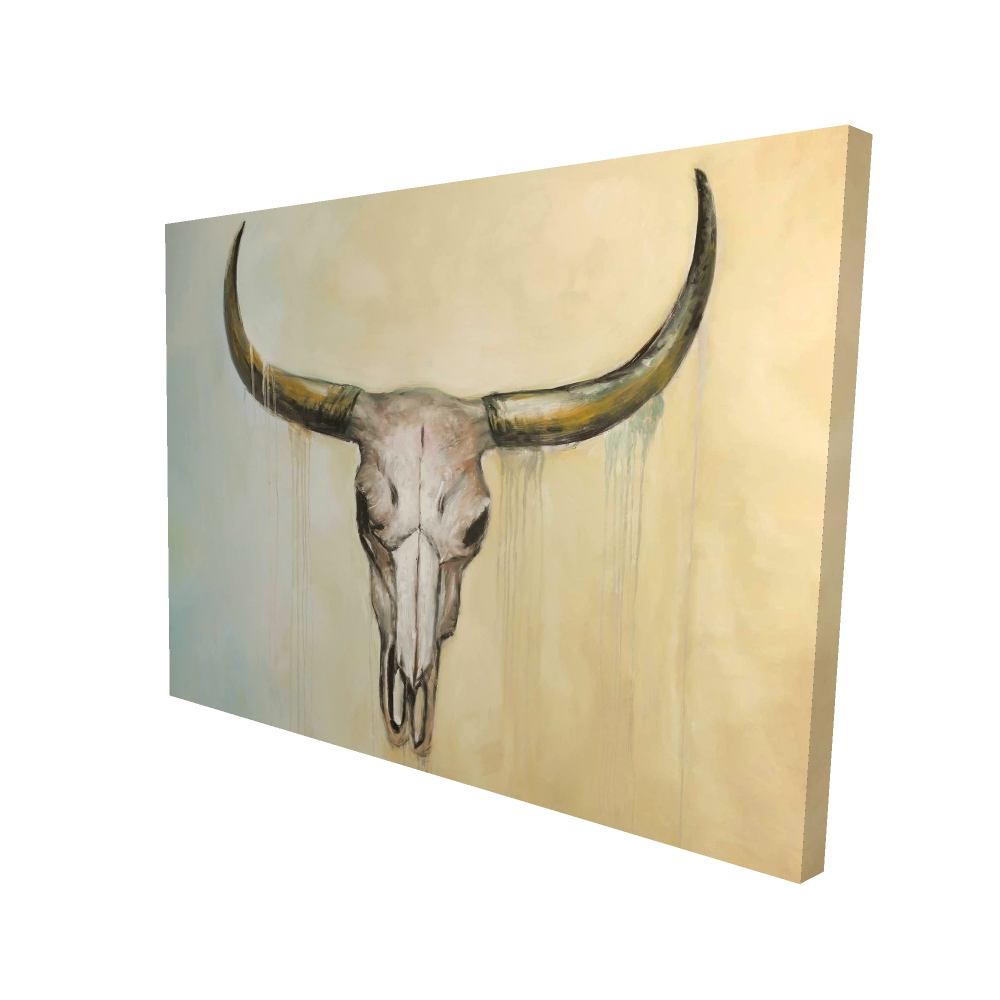 2080-3648-AN258 36 x 48 in. Cow Skull - Beige Canvas Wall Art for Home Decor