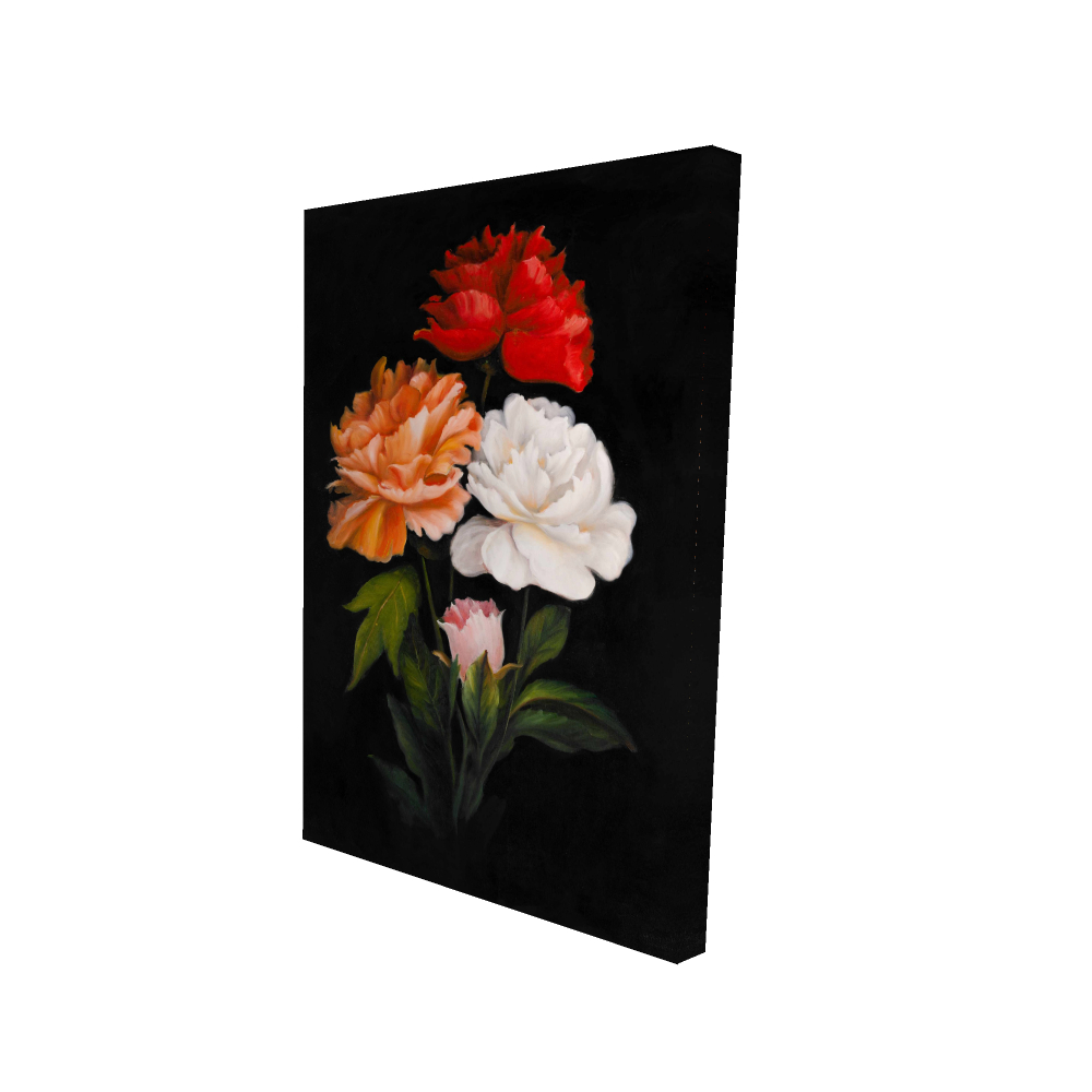 2080-3624-FL135 24 x 36 in. Three Beautiful Rose Flowers - Hyperrealist Office Canvas