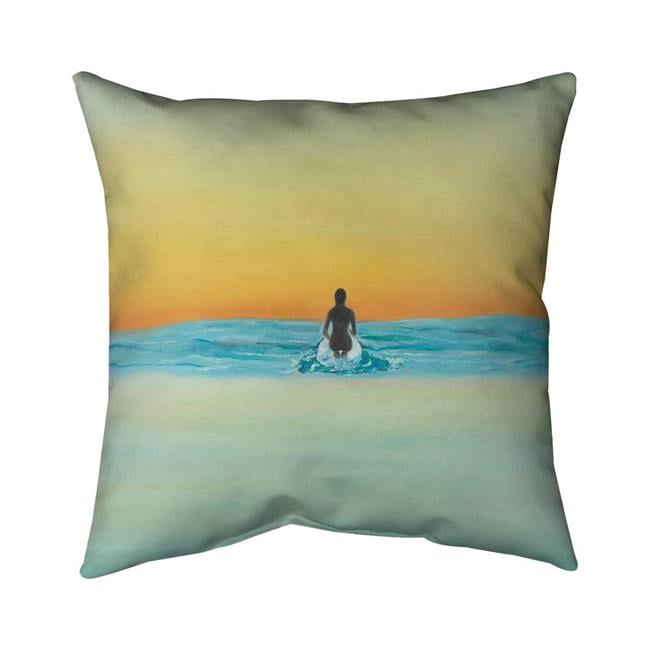 26 x 26 in. A Surfer Swimming by Dawn-Double Sided Print Indoor Pillow