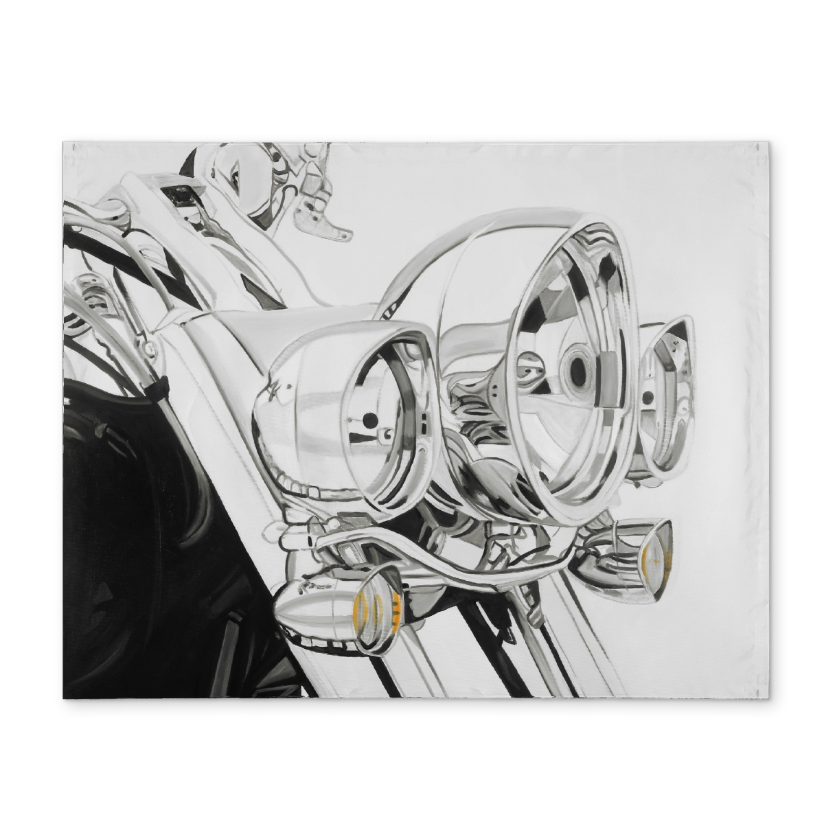 Picture of Begin Home Decor CPPM1418S95F7Q 14 x 18 in. Industrial Motorcycle Light White Polyester Placemat Decor
