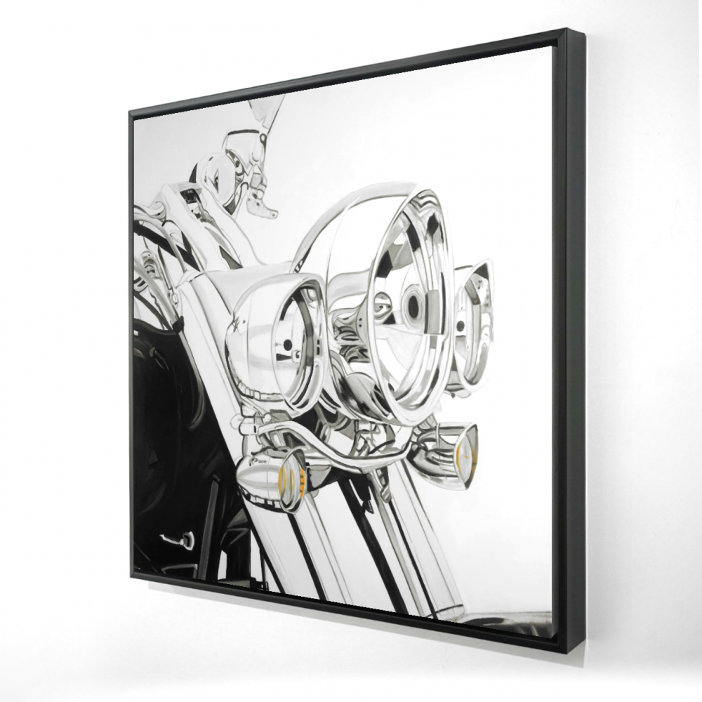 2081-2424-TR55 24 x 24 in. Motorcycle Light Canvas - White Industrial Frame - Home Decor