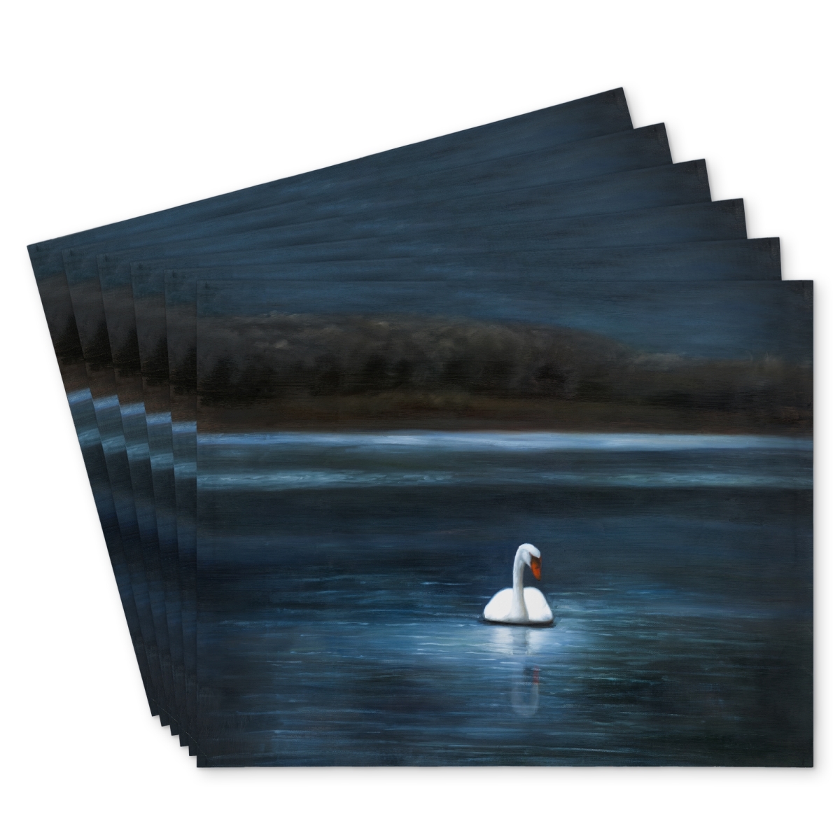 Picture of Begin Home Decor C6PP1418RS5QG7 14 x 18 in. Beautiful Swan Polyester Placemat for Elegant Home Decor - Set of 6