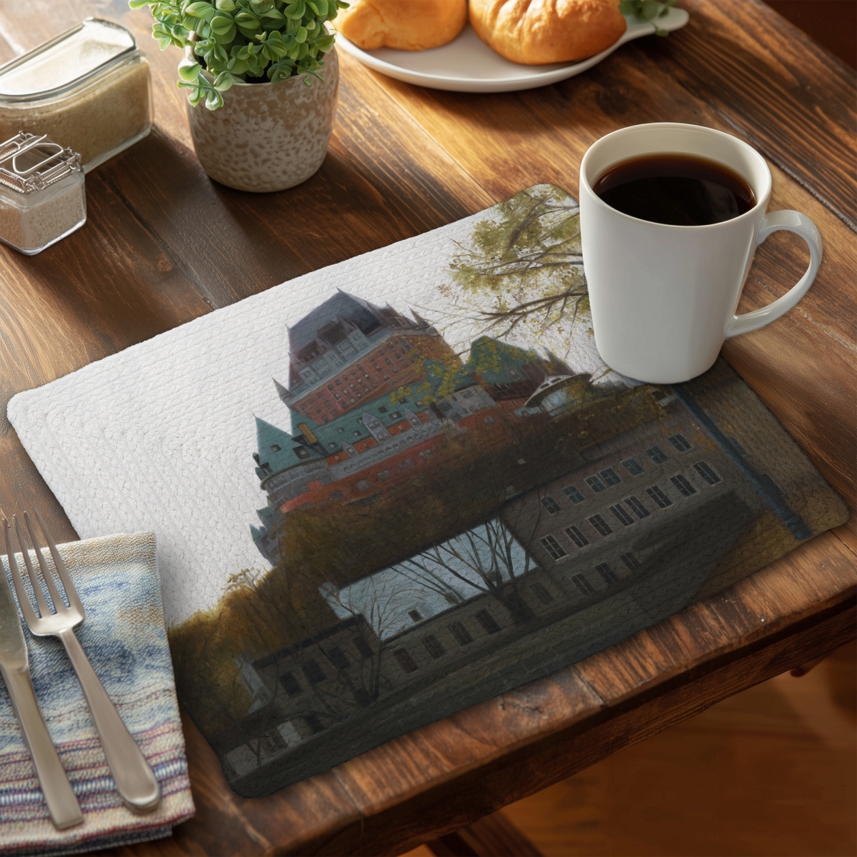 Picture of Begin Home Decor C6BP141854IU2J 14 x 18 in. Le Chateau De Frontenac in Autumn Placemat - Home Decor - Set of 6