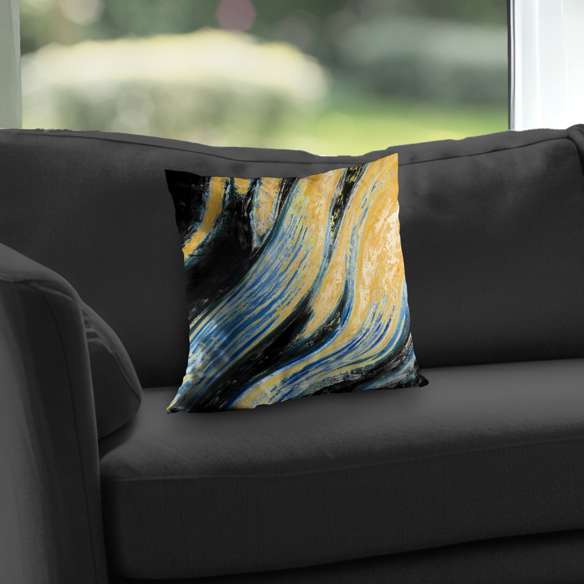 C1PT1414HMLJBW 14 x 14 in. Wavy Wave Contemporary Abstract Throw Pillow Insert for Home Decor