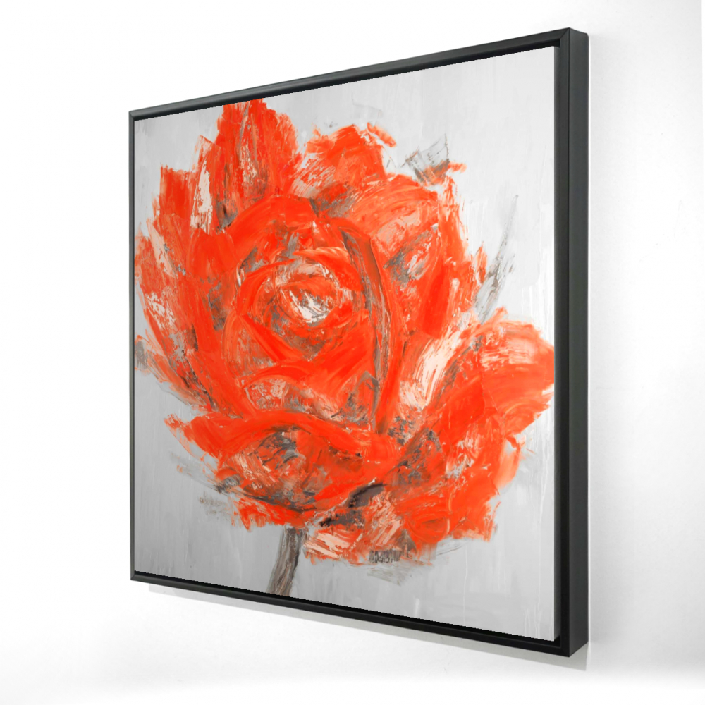 2081-3636-FL178 36 x 36 in. Abstract Red Flower - Framed Canvas for Home Decor - Modern Art