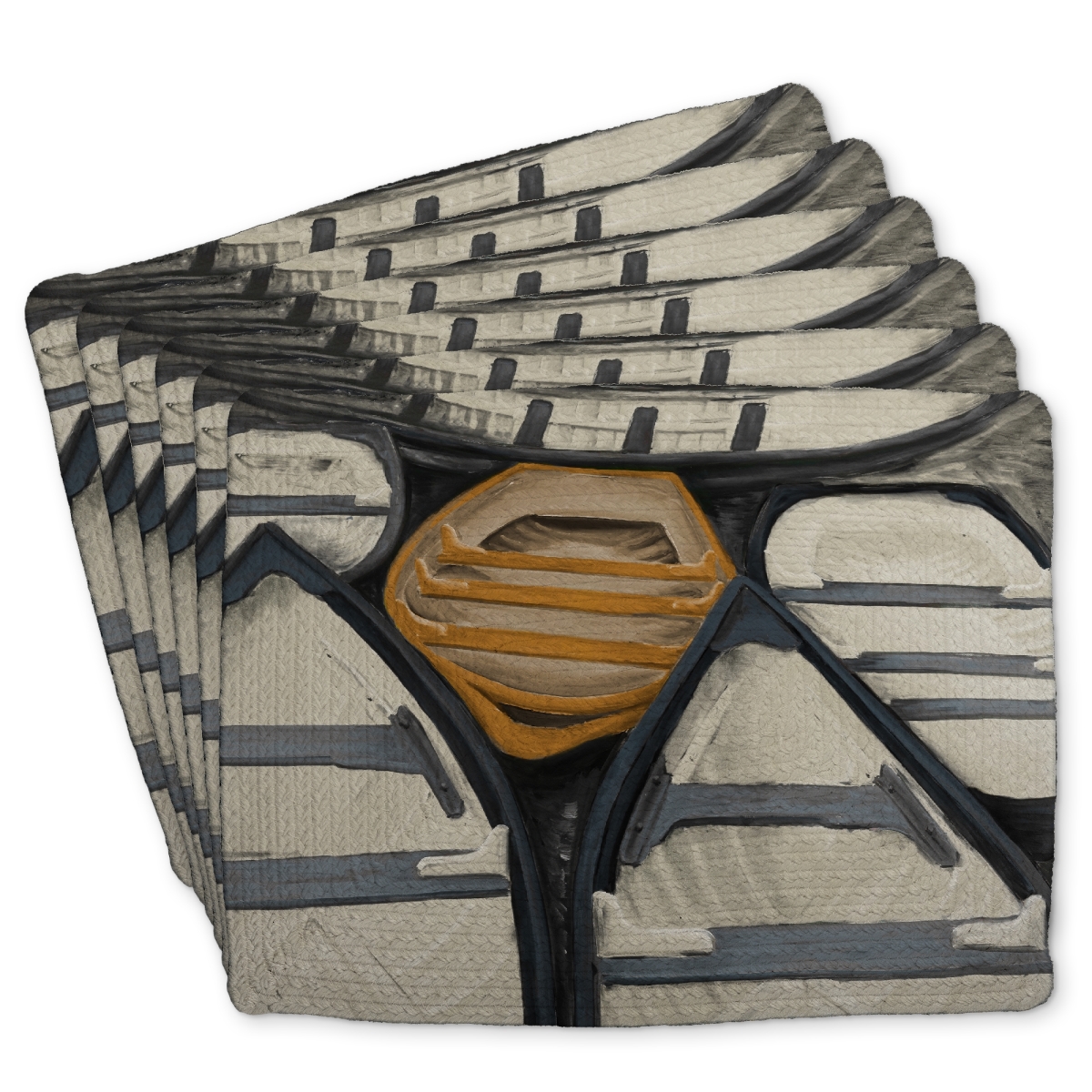 Picture of Begin Home Decor C6BP1418TK7DMF 14 x 18 in. Canoes Braided Polyester Placemat - Stylish Home Decor - Set of 6