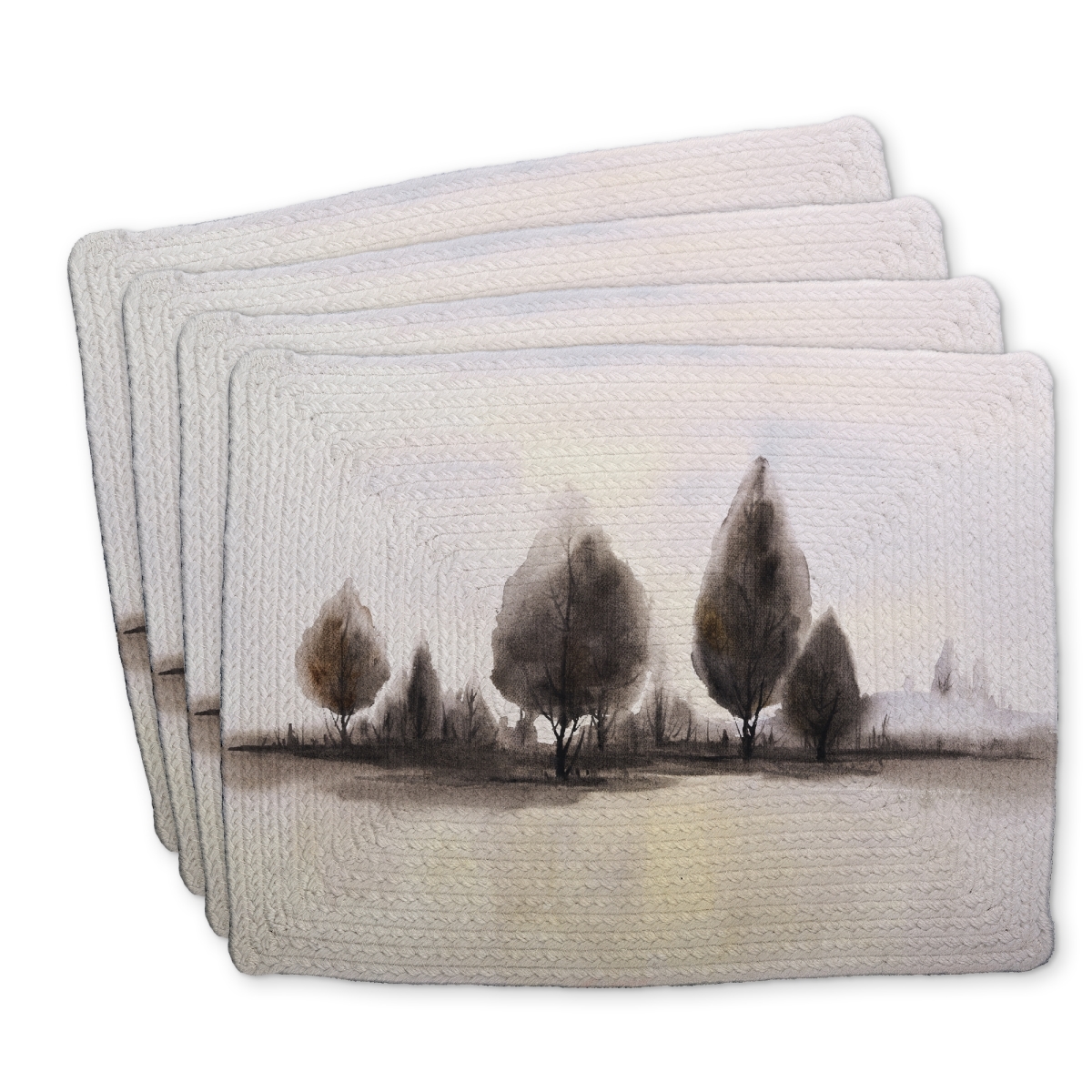 Picture of Begin Home Decor C4BP1418LVQM2I 14 x 18 in. Landscape of Trees Braided Polyester Placemat - Home Decor - Set of 4