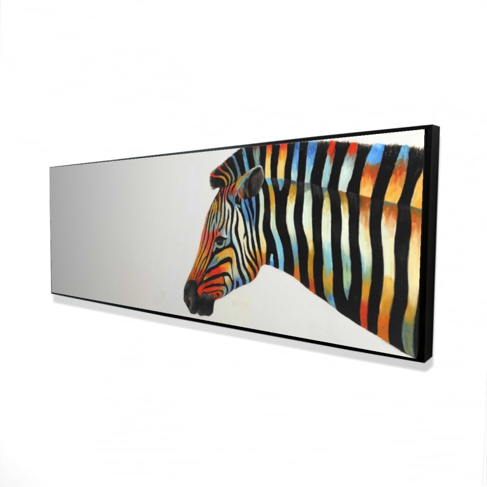 2081-2060-AN262 20 x 60 in. Colorful Zebra - Red Framed Canvas for Home Decor