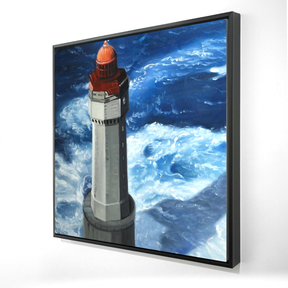 2081-2424-CO77 24 x 24 in. The Headlight of Jument - Landscapes Gray Framed Canvas Art