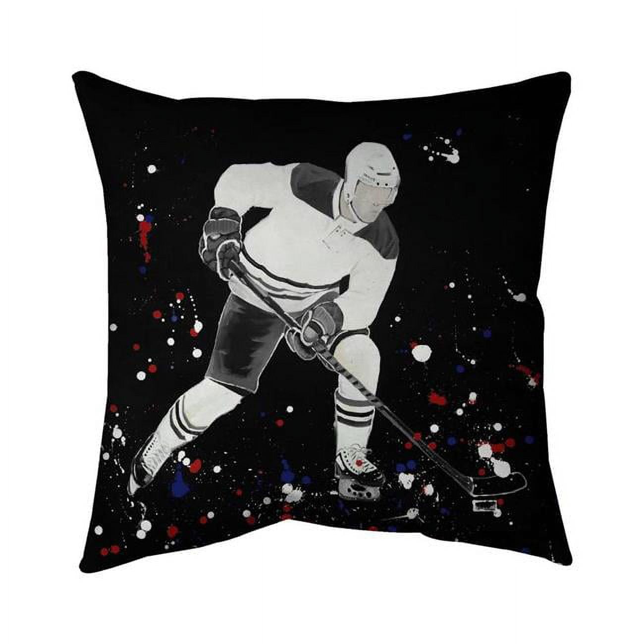 26 x 26 in. Hockey Player Ready for Action-Double Sided Print Indoor Pillow