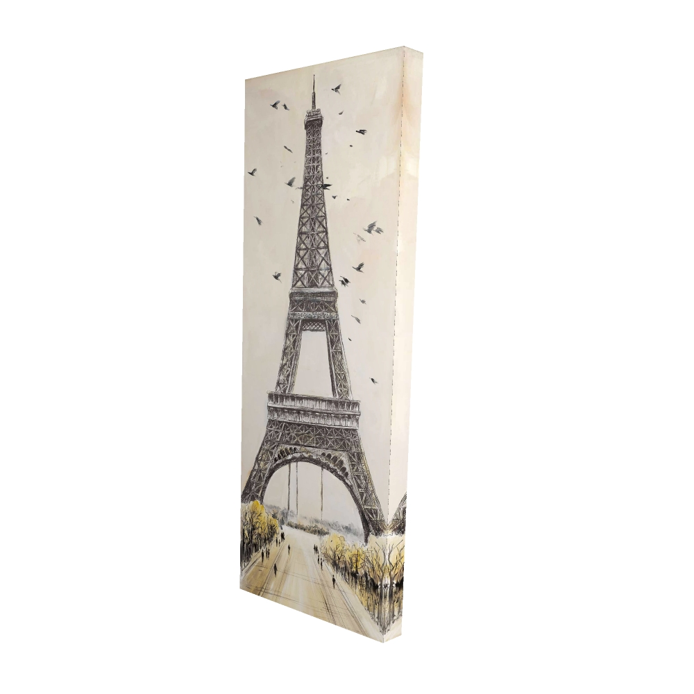 2080-6020-CI251 20 x 60 in. Eiffel Tower with Flying Birds - Beige Office Canvas Decor