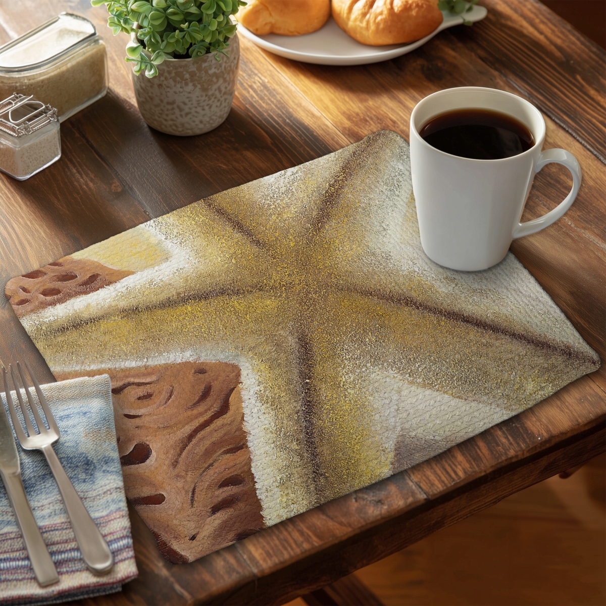 Picture of Begin Home Decor CBPM14182GTC30 14 x 18 in. Blue Aquatic Braided Placemat - Starfish Seashells Decor