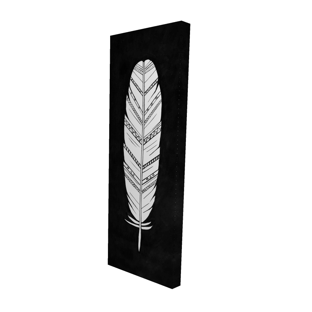 2080-4816-AN150 16 x 48 in. Bohemian Feather Pattern Canvas - White Bird Art for Home Decor