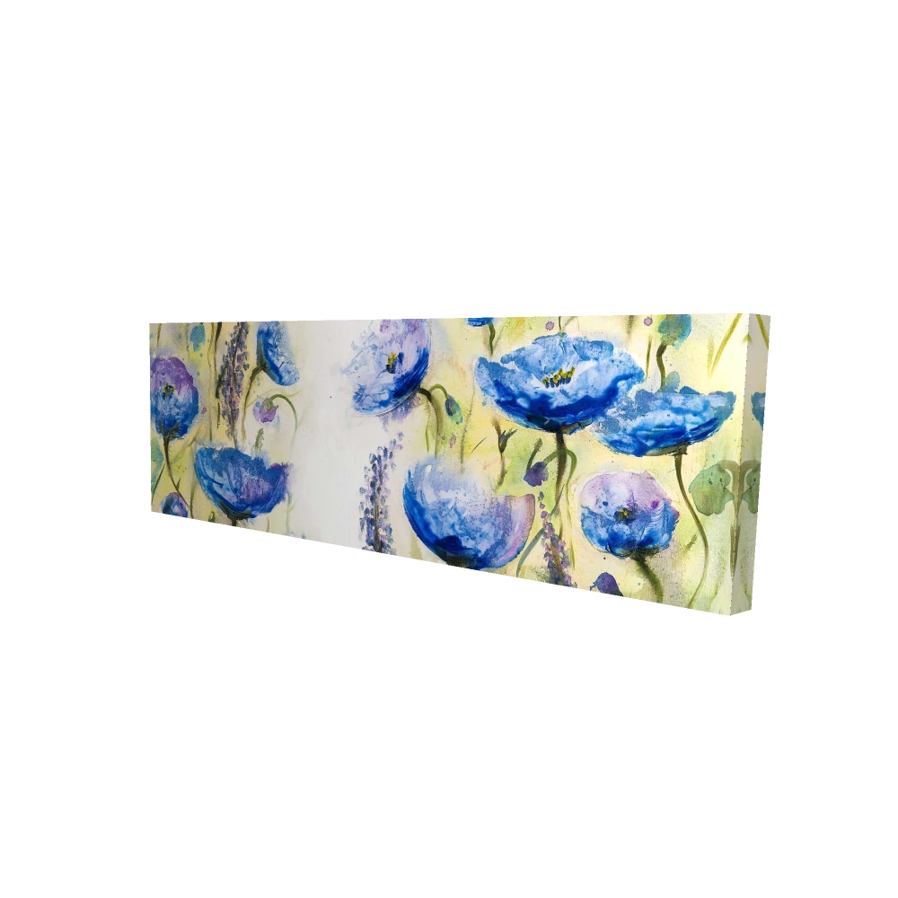 2080-2060-FL107 20 x 60 in. Blue Garden - Floral Beige Canvas for Home Decor - Art Print