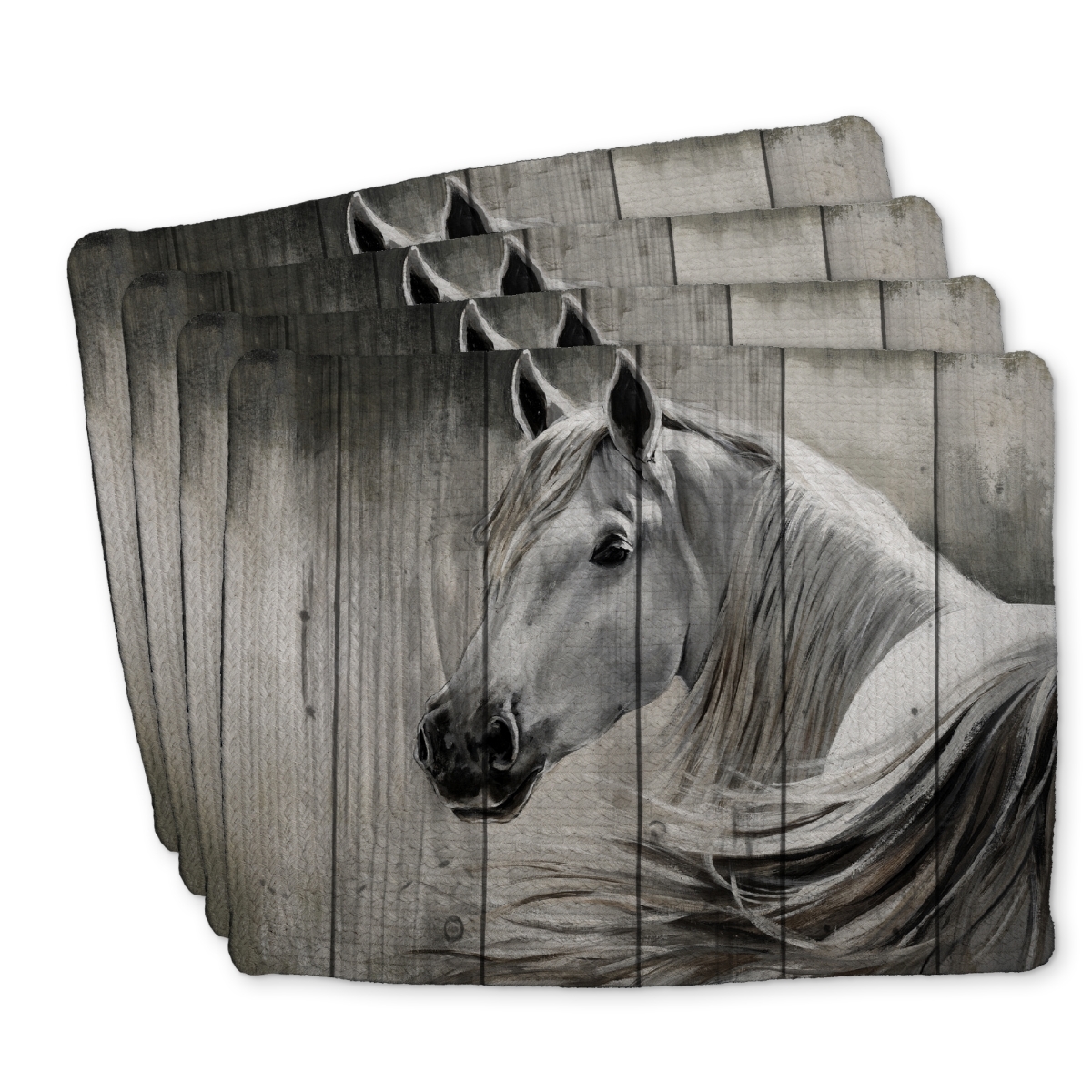 Picture of Begin Home Decor C4BP1418FRXIG5 14 x 18 in. Rustic Horse - Braided Polyester Placemats for Home Decor - Set of 4