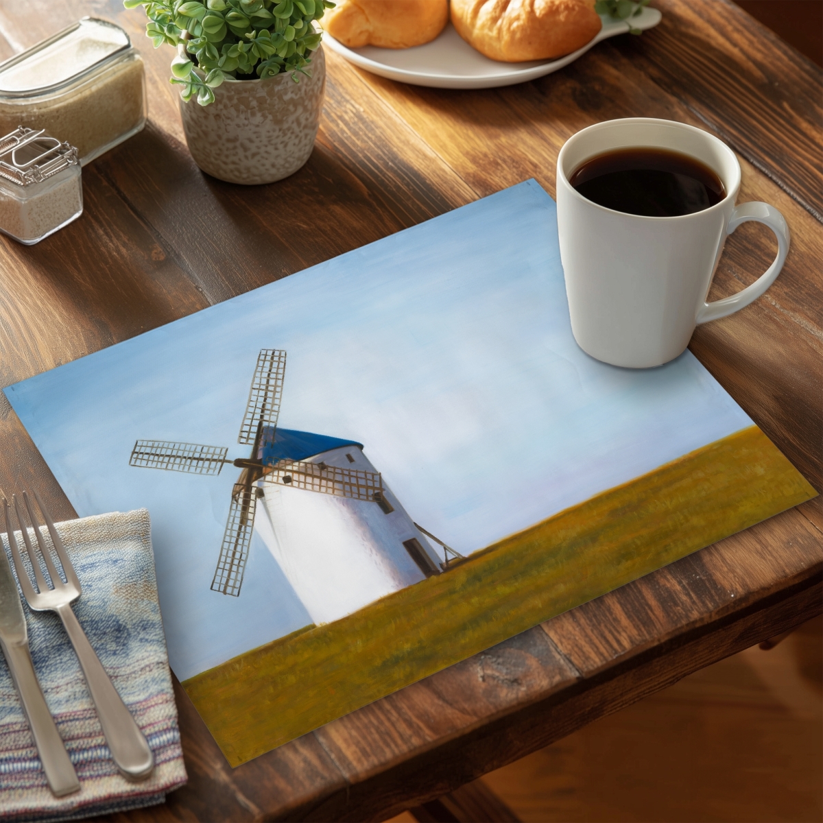 Picture of Begin Home Decor C4PP14184BHRU4 14 x 18 in. Big Windmill Polyester Placemat for Elegant Home Decor - Set of 4