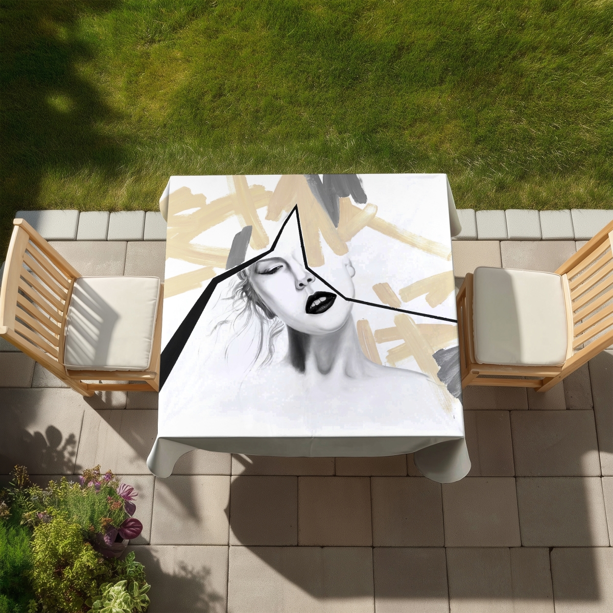 Picture of Begin Home Decor C1TC585894XX1C 58 x 58 in. Divided Woman Pop Art Tablecloth - Beauty Home Decor