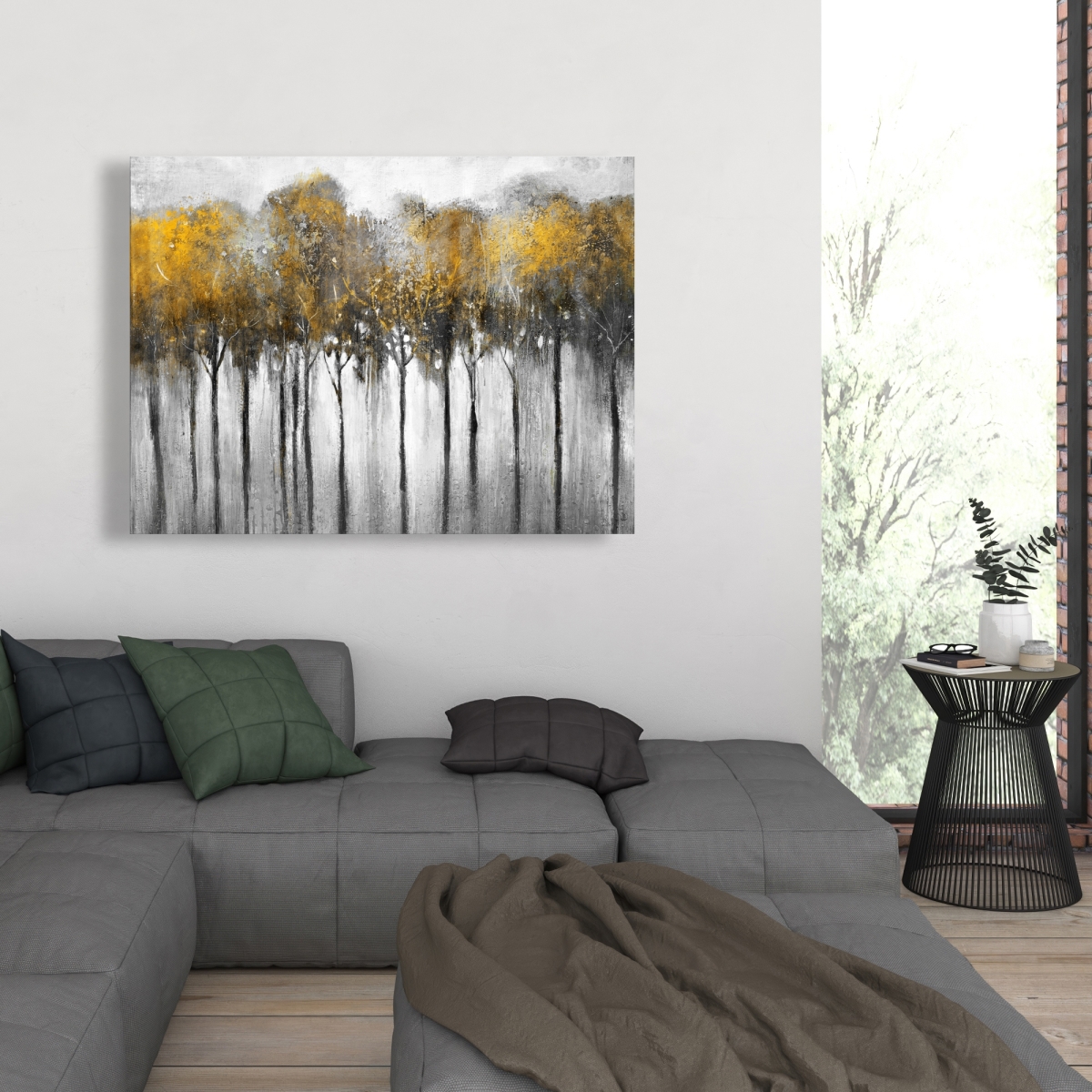 C1RC3648CPPY9K 36 x 48 in. Abstract Yellow Forest - Contemporary Trees Canvas Art for Home