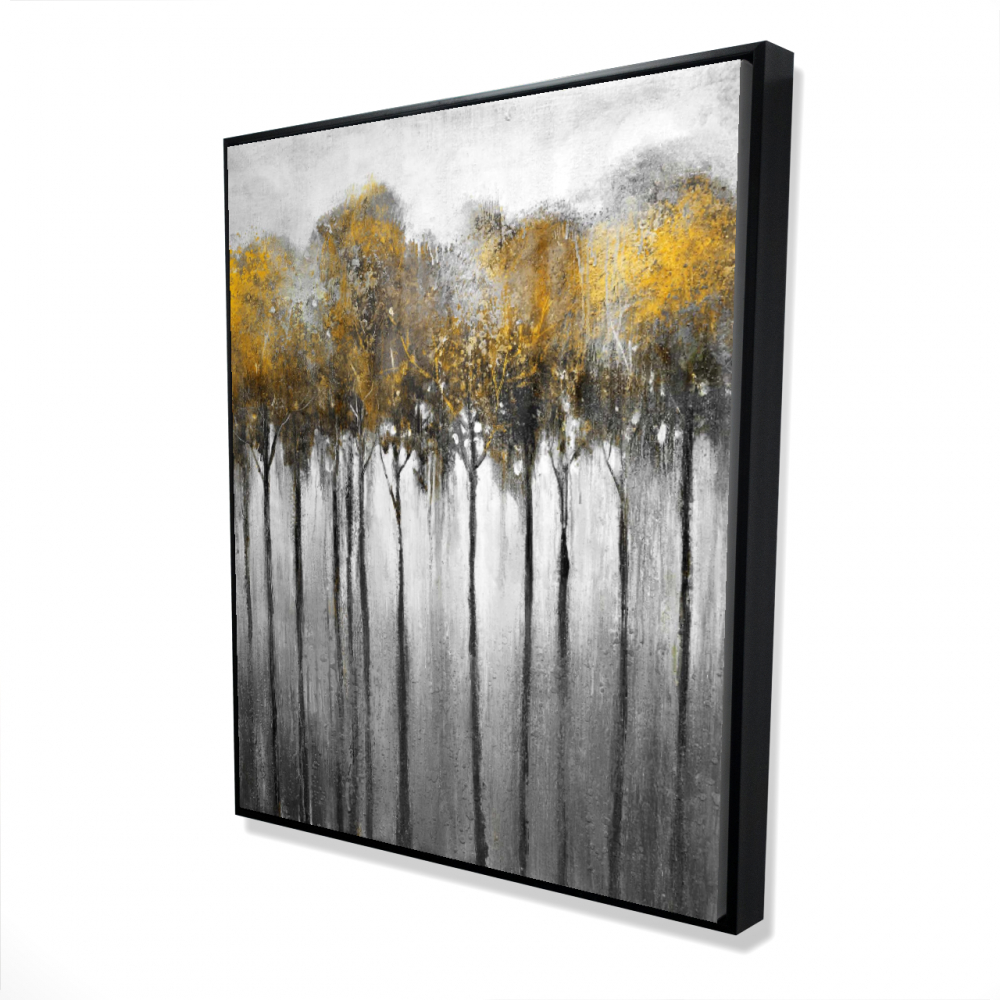 2081-6048-LA11-2 48 x 60 in. Abstract Yellow Forest - Contemporary Framed Canvas Art