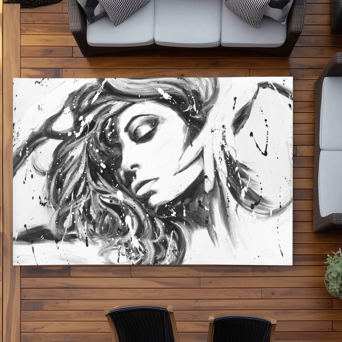 C1ROAR577F7UV5 5 x 7 ft. Dance All Night - White Woman Outdoor Area Rug for Home Decor - Rectangle