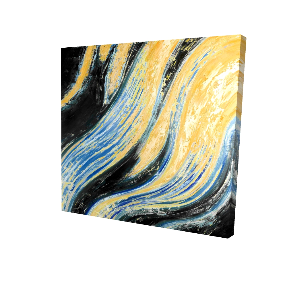 2080-3636-AB42-1 36 x 36 in. Wavy Wave - Yellow Canvas Shape Art for Home Decor