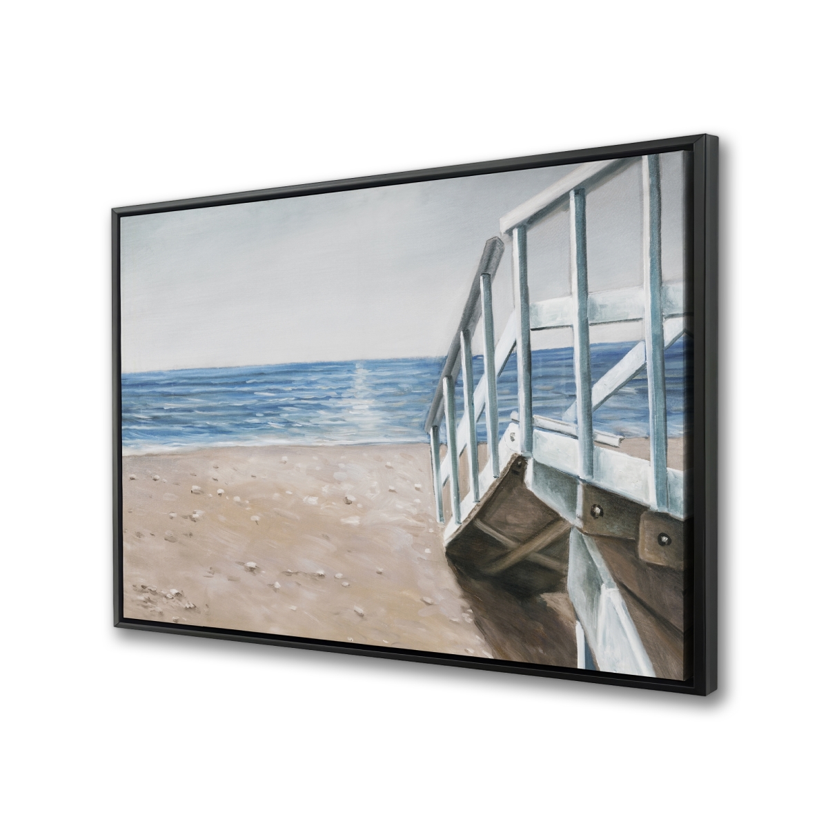 C1FC2436AF3494 24 x 36 in. Soft Seaside Landscape - Blue Marine Framed Canvas Decor