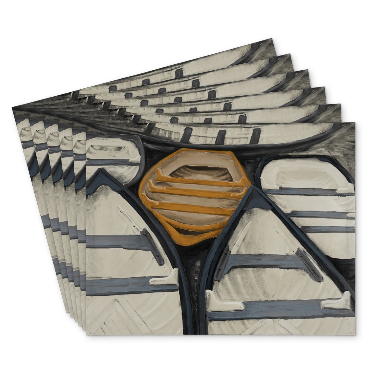 Picture of Begin Home Decor C6PP1418C3YBC3 14 x 18 in. Canoes Polyester Placemat for Stylish Home Decor - Set of 6
