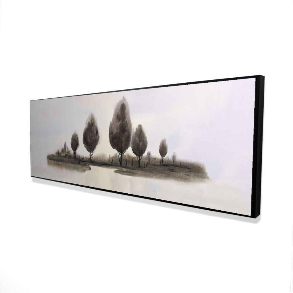 2081-1648-LA101 16 x 48 in. Abstract Landscape Trees Canvas - Home Decor Blue Framed