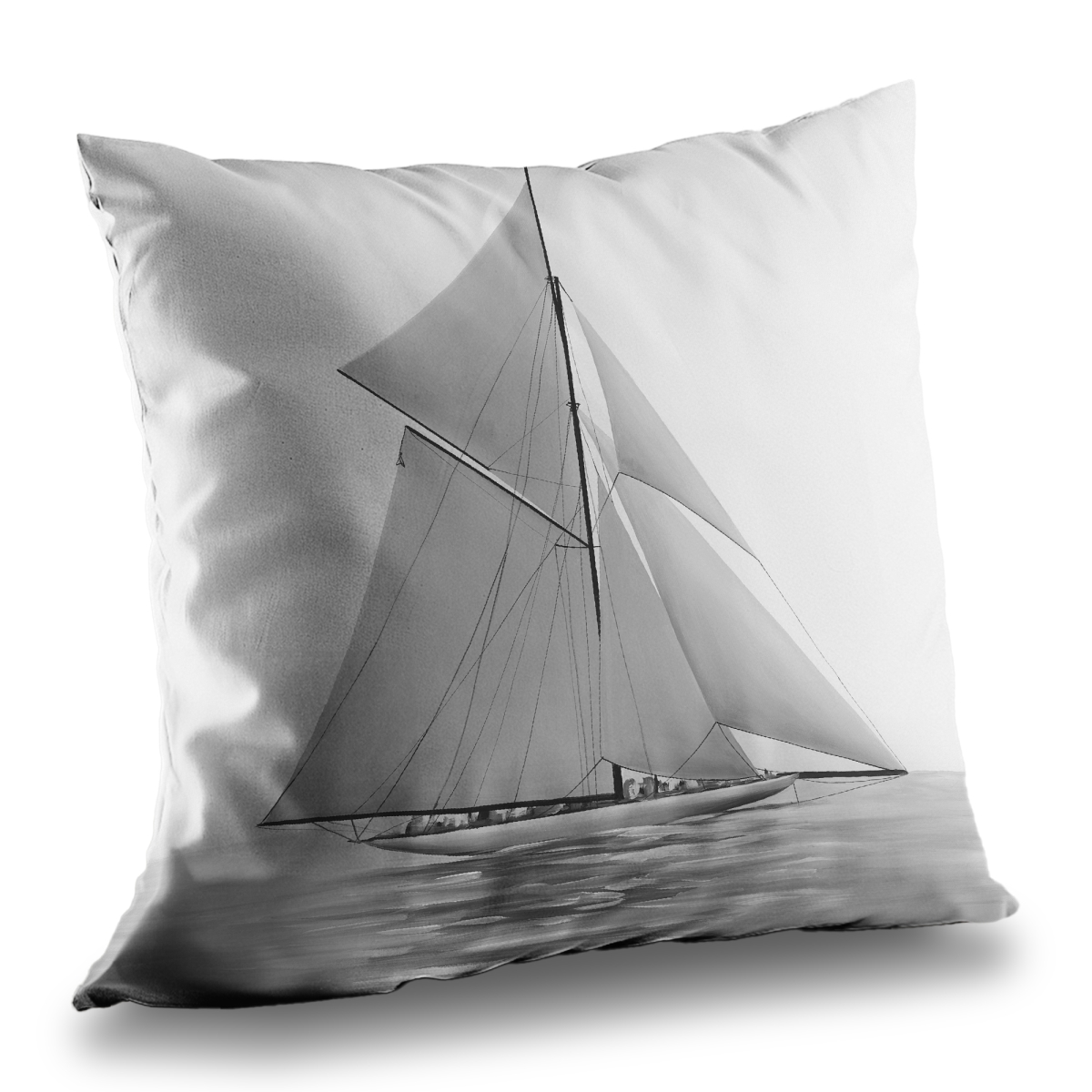 C1PC1414969D5C 14 x 14 in. Sailing Ship Monochrome Poly Twill Throw - Decor
