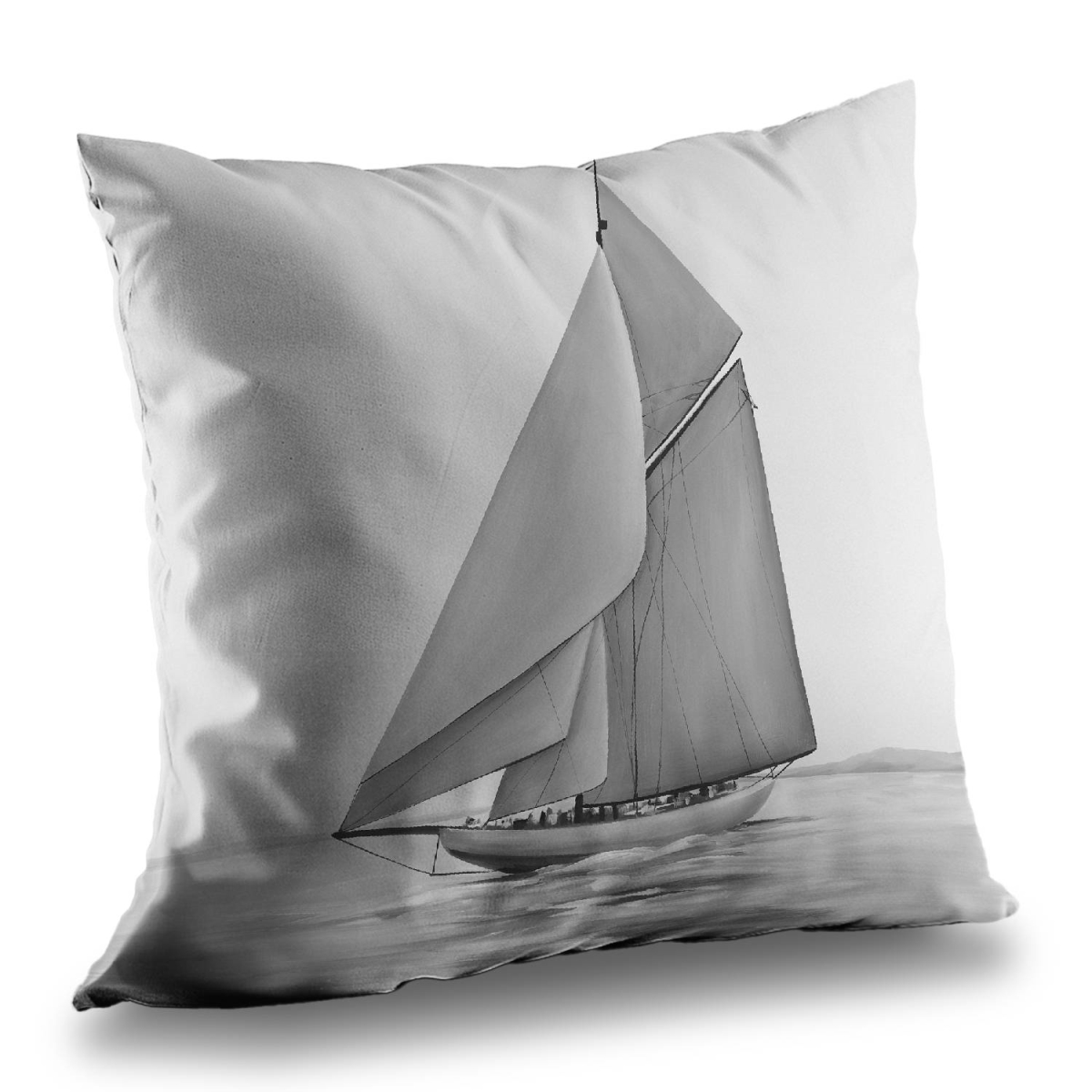 C1PT1414HI7L4E 14 x 14 in. Vintage Sailing Ship Coastal Hyperrealist Throw Pillow - Home Decor