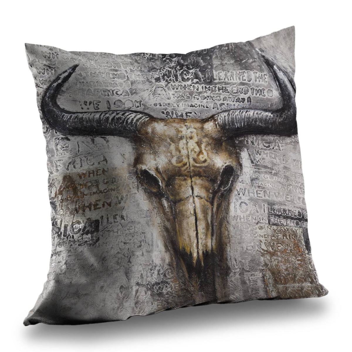 C1PT14143E3NC7 14 x 14 in. Bull Skull with Typography - Poly Twill Throw Pillow Insert