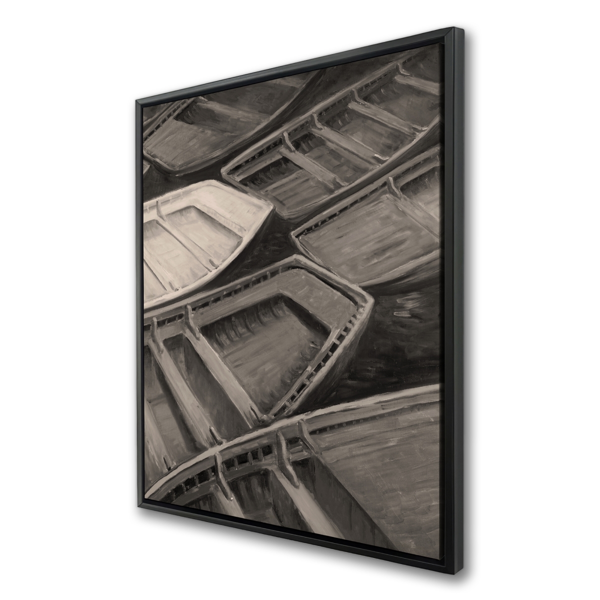 C1FC364828D0K6 36 x 48 in. Small Canoes Sepia Style - Bedroom Transportation Canvas Decor