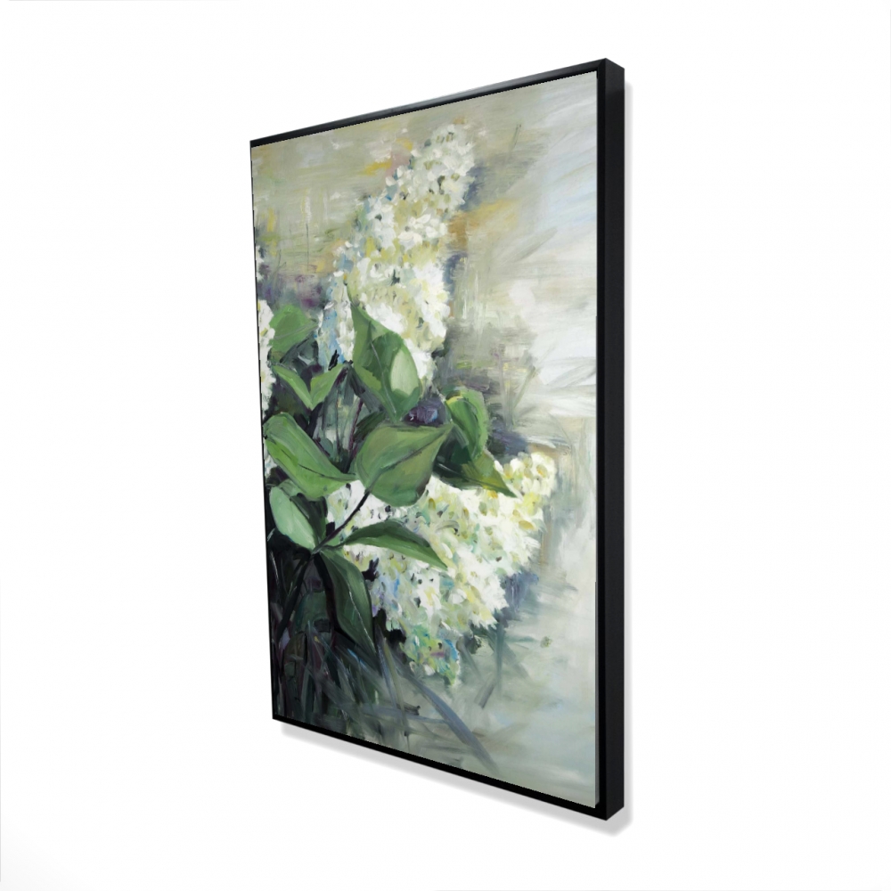 2081-3624-FL366 24 x 36 in. White Lilacs - Botanical Contemporary Framed Canvas Decor