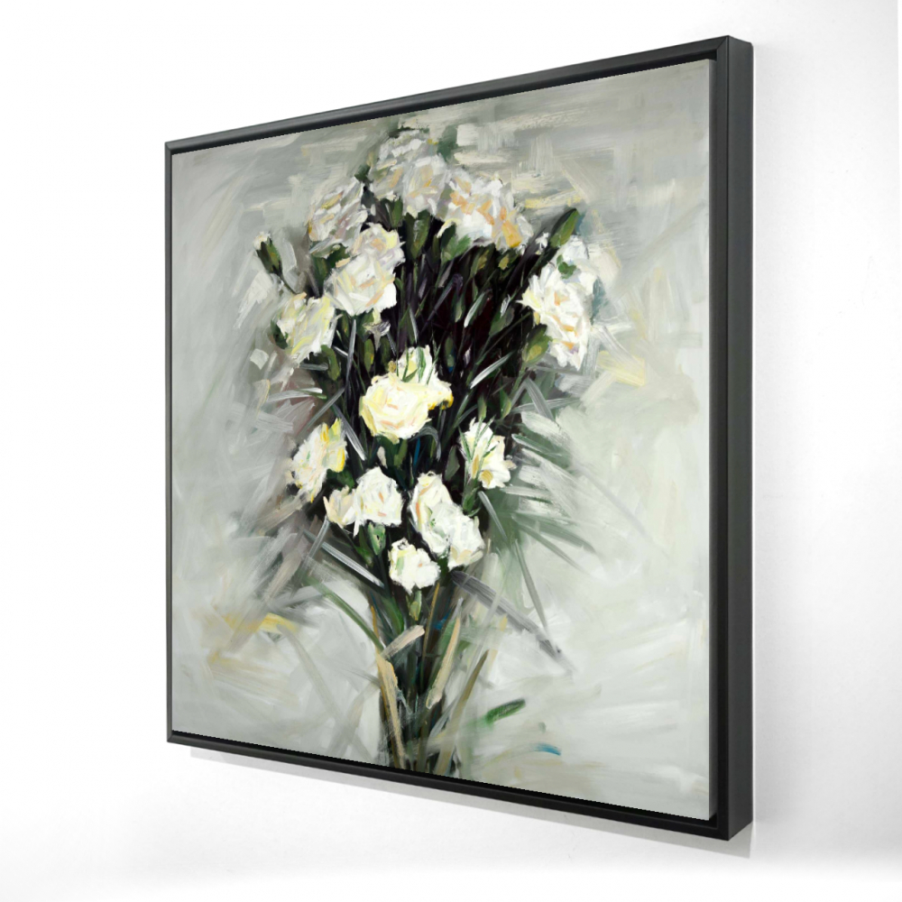 2081-3636-FL367 36 x 36 in. Lisianthus White Bouquet - Kitchen Botanical Canvas Decor