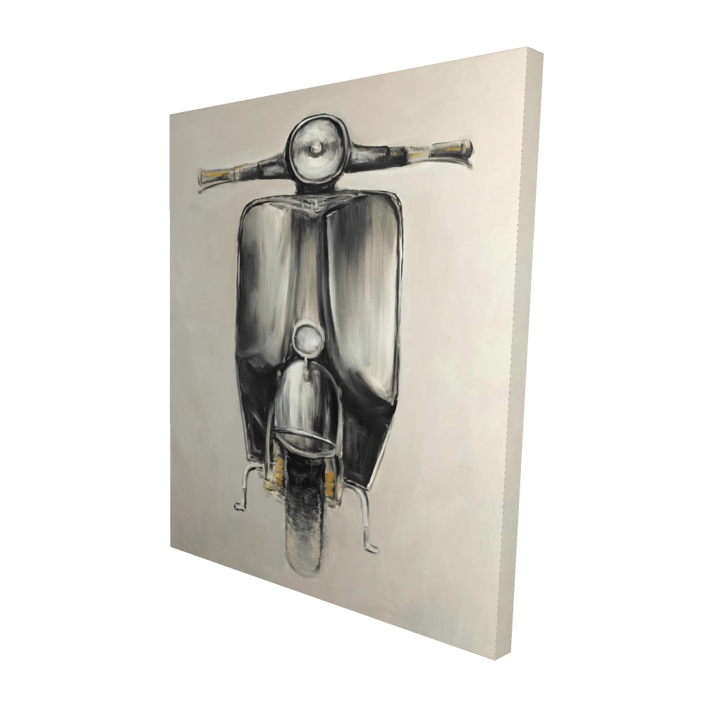 2080-6048-TR49 48 x 60 in. Small Black Moped - Motorcycle Man Cave Canvas for Home Decor