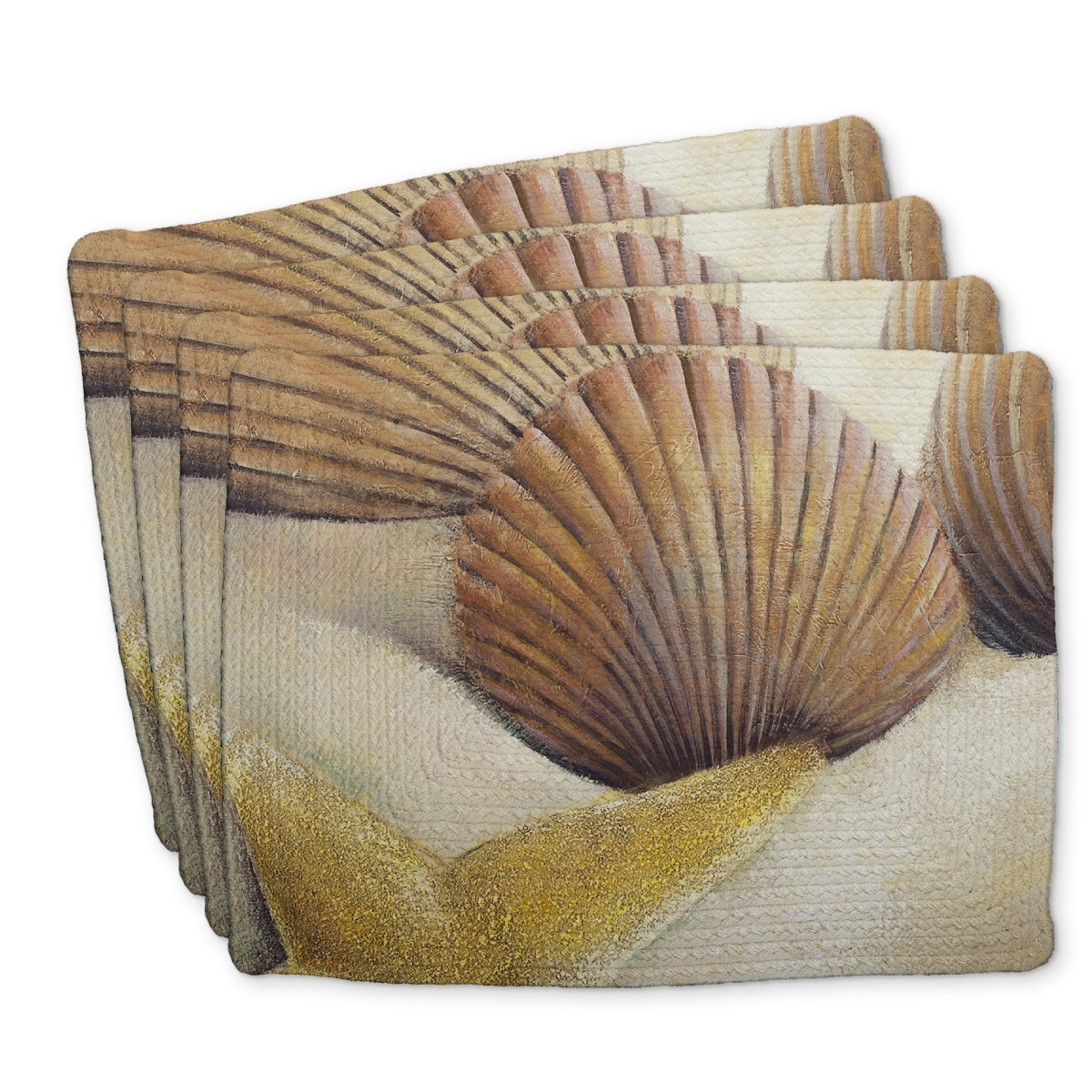 Picture of Begin Home Decor C4BP1418TV5JYH 14 x 18 in. Starfish & Seashells Beach Braided Polyester Placemat - Decor - Set of 4