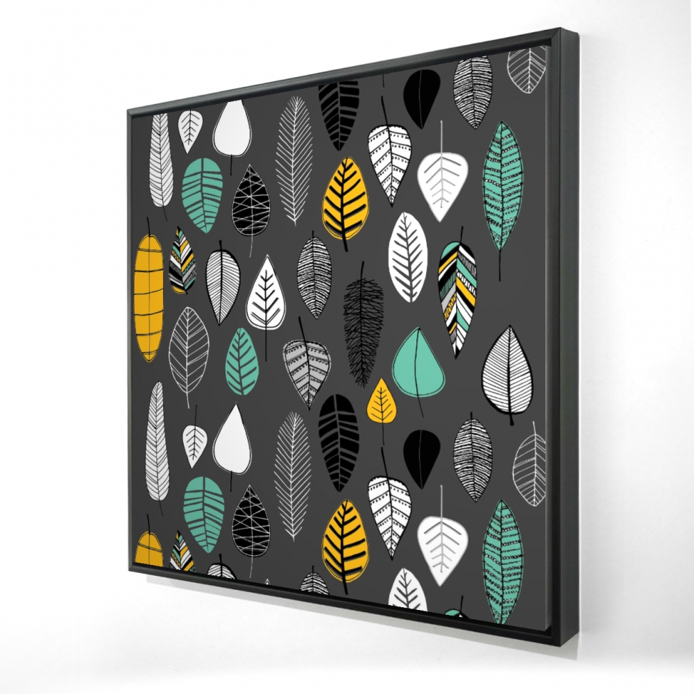2081-3636-MI74 36 x 36 in. Leaves Illustration - Patterns Bedroom Framed Canvas Decor