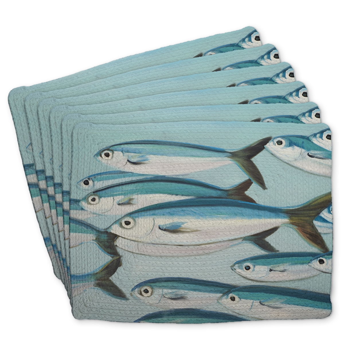 Picture of Begin Home Decor C6BP14180GDTXX 14 x 18 in. Small Fish of Caesio Caerulaurea - Braided Polyester Placemat - Set of 6