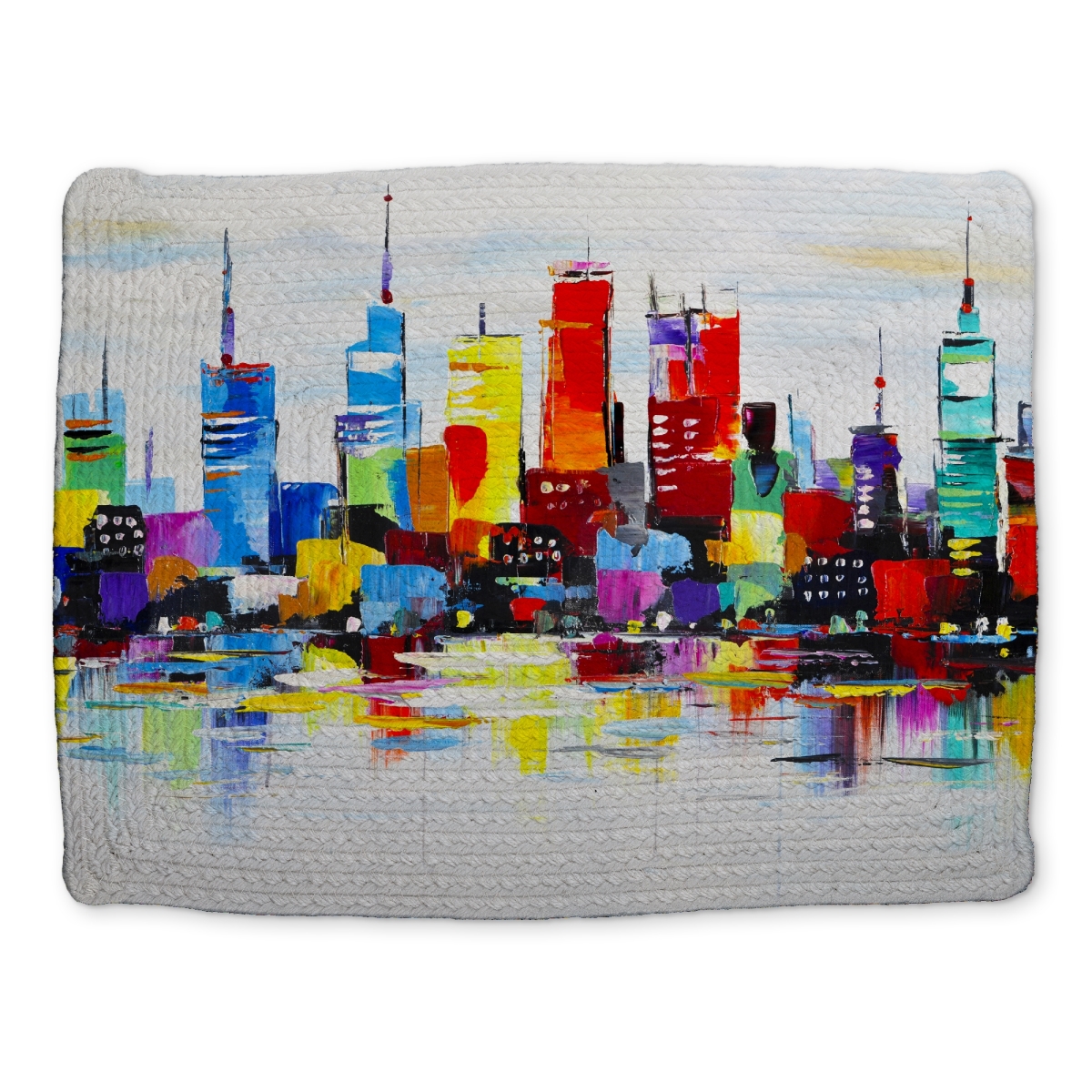 Picture of Begin Home Decor CBPM1418EIHOIE 14 x 18 in. Blue Bedroom Shapes Abstract City Braided Placemat - Home Decor