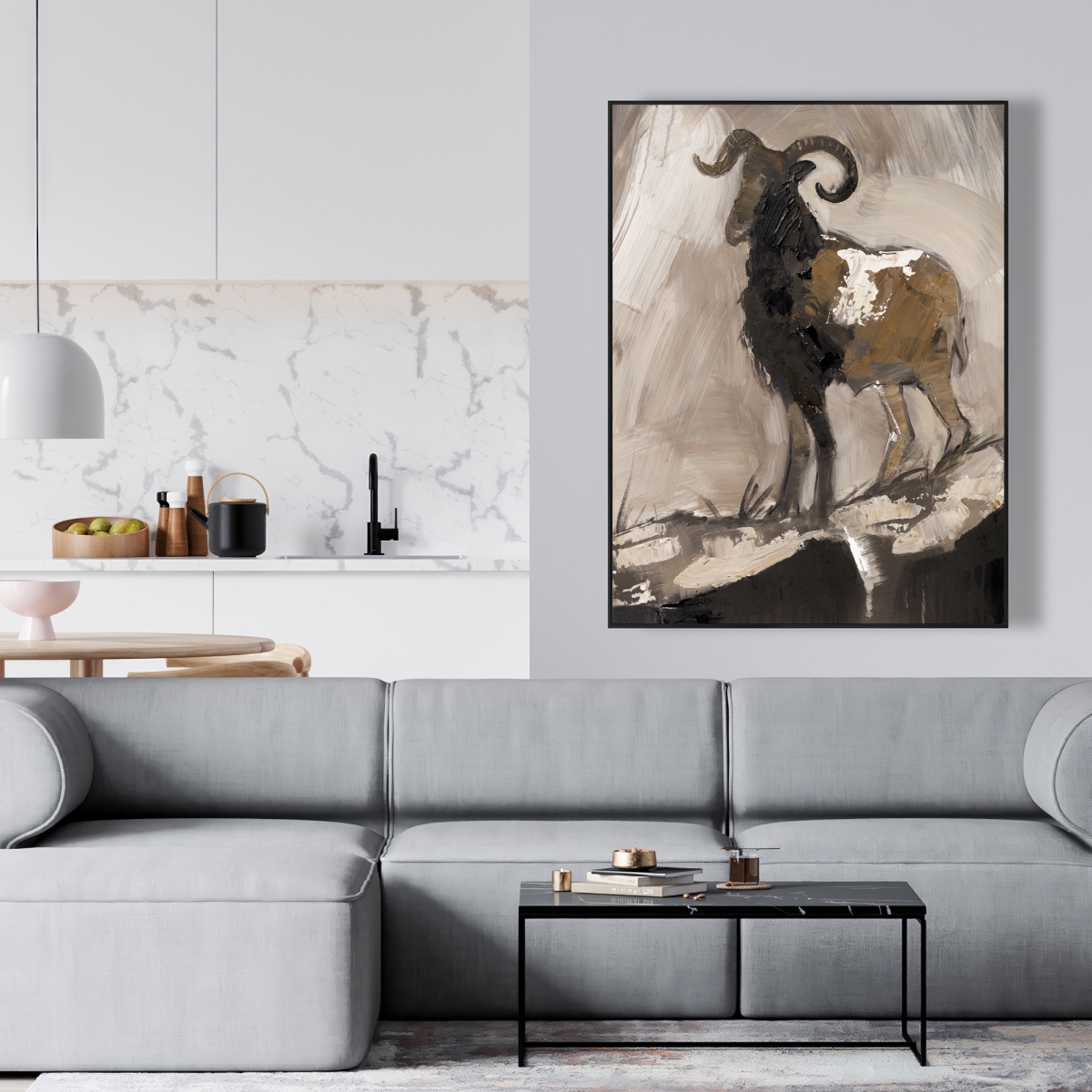 C1FC36482J1G9O 36 x 48 in. Abstract Proud Aeries - Framed Canvas Livingroom Animals Decor