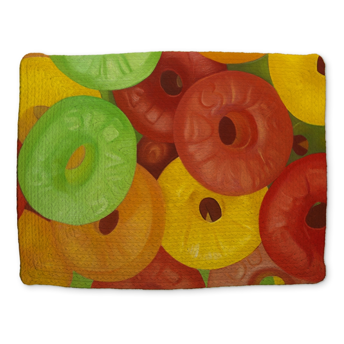 Picture of Begin Home Decor CBPM14184HLP6L 14 x 18 in. Yellow Braided Polyester Placemat - Colorful Jujubes Design