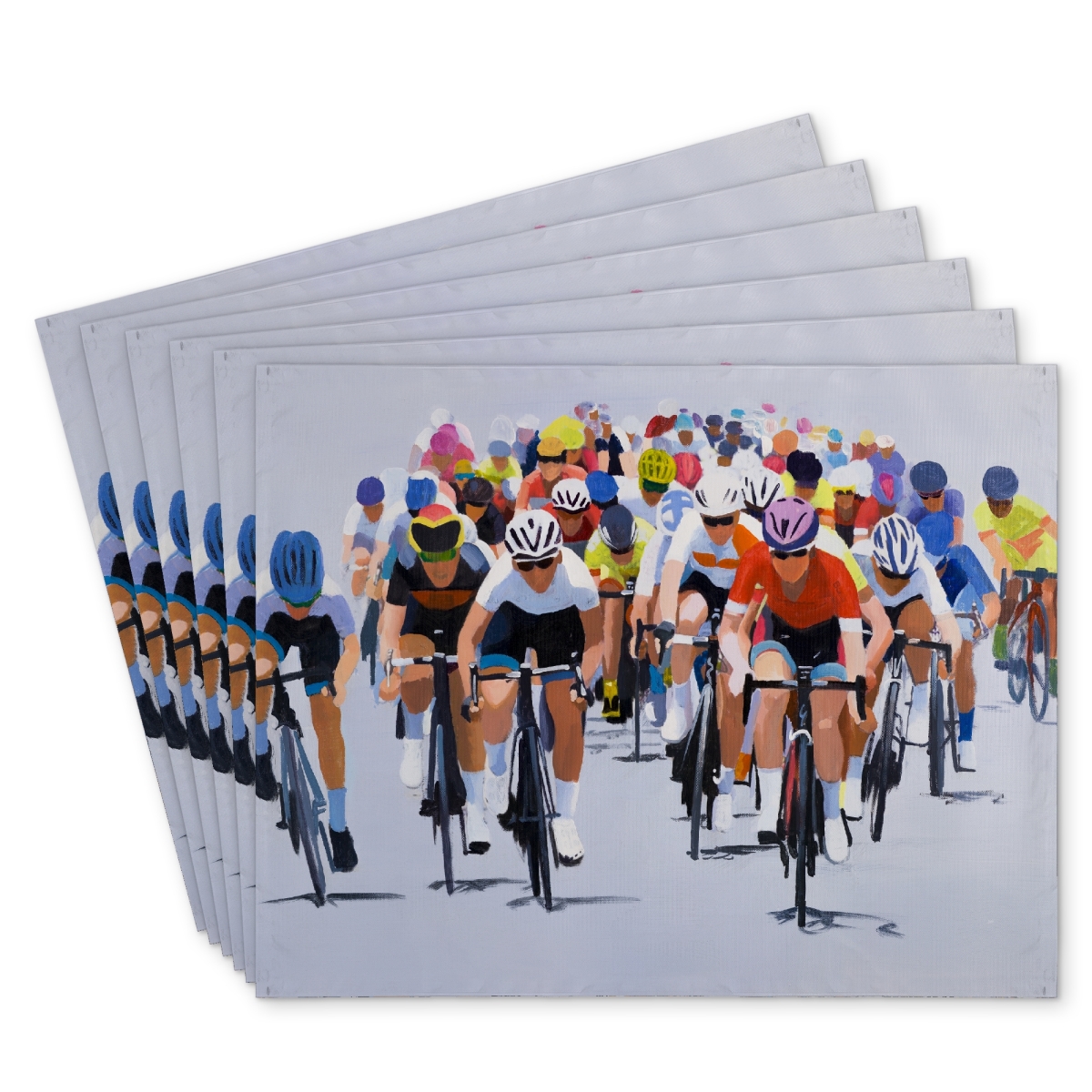 Picture of Begin Home Decor C6PP1418IVNZYR 14 x 18 in. Cycling Competition Polyester Placemat - Home Decor Accents - Set of 6