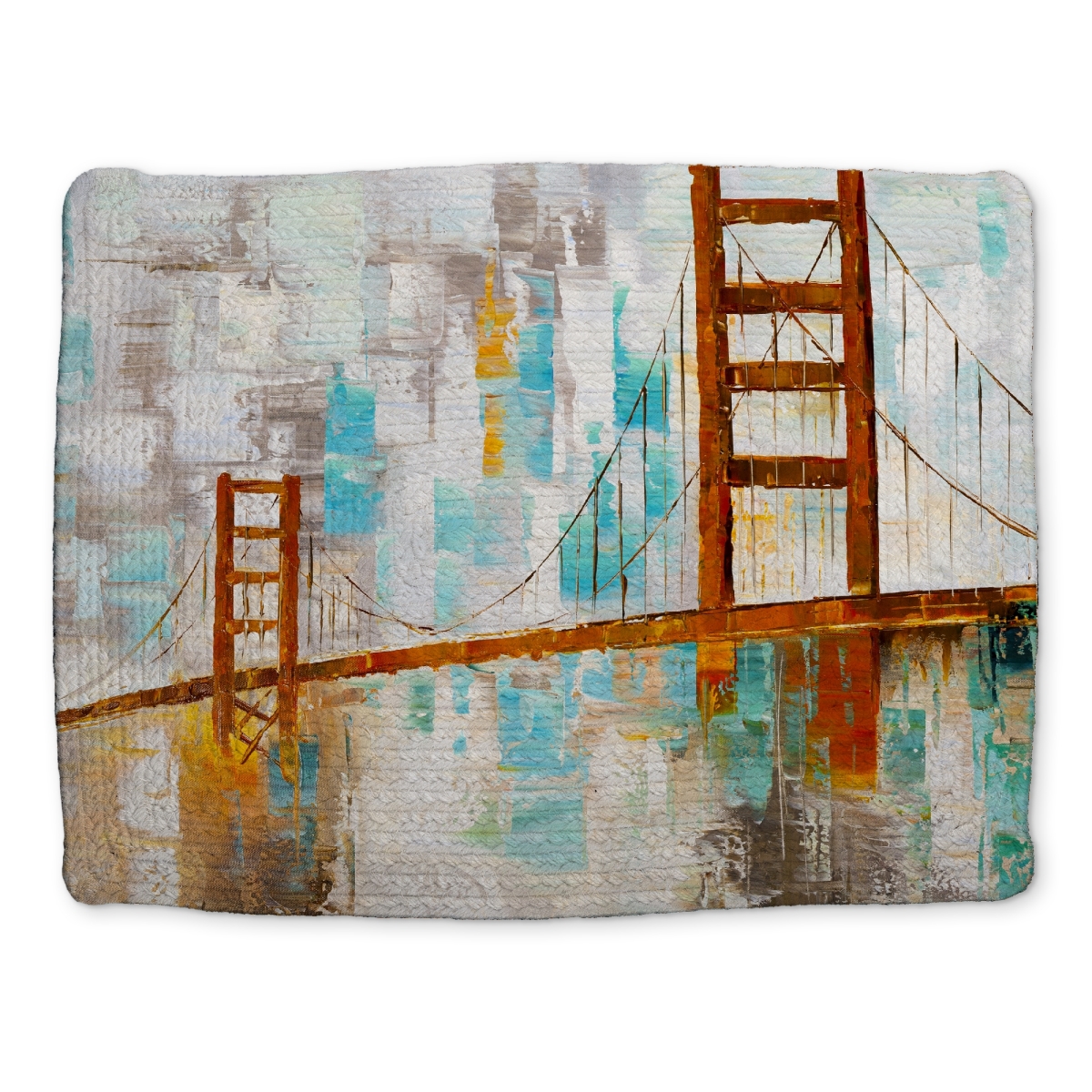 Picture of Begin Home Decor CBPM1418HWV28G 14 x 18 in. Golden Gate Turquoise Cities Bedroom Placemat - Home Decor